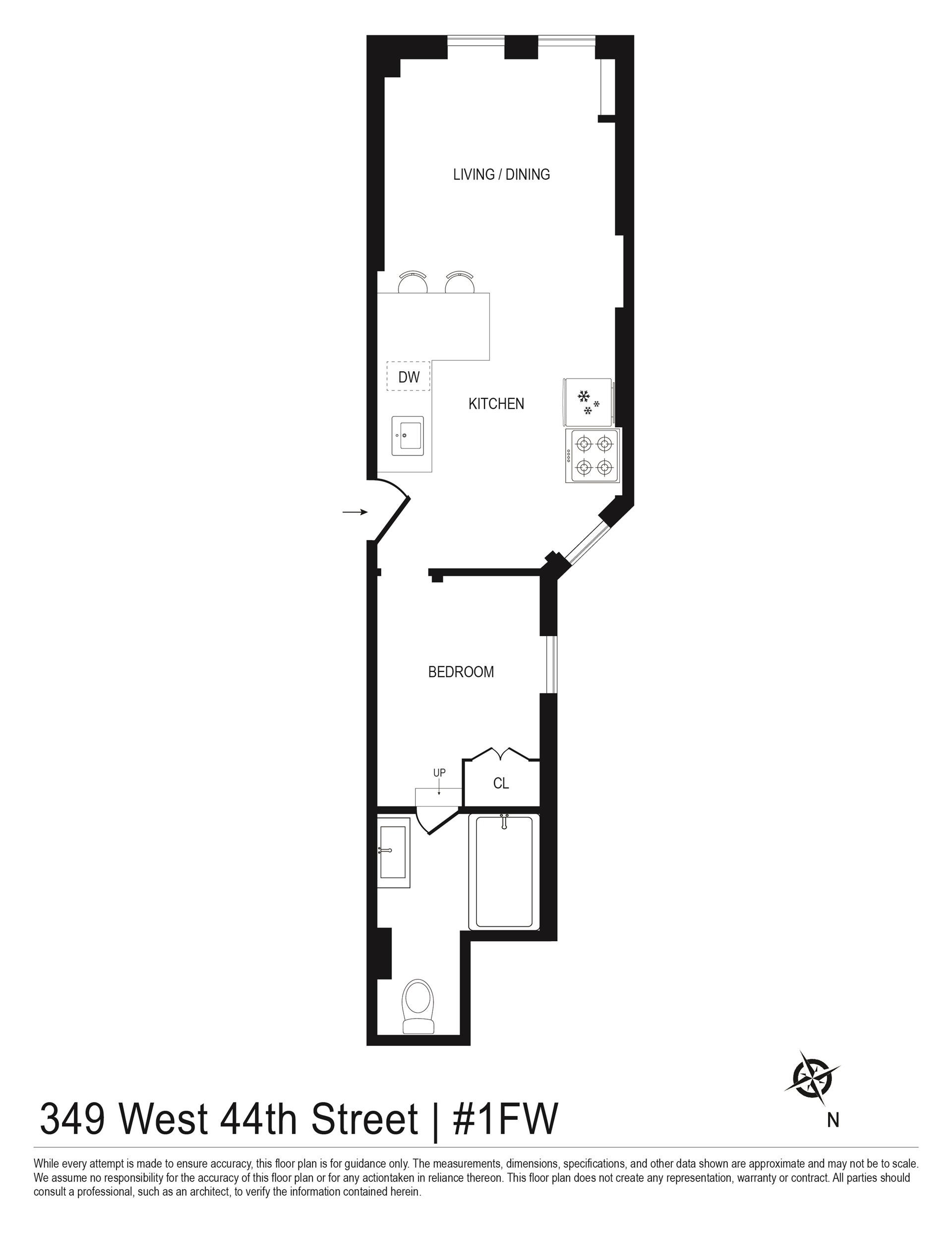 Floorplan for 349 West 44th Street, 1FW
