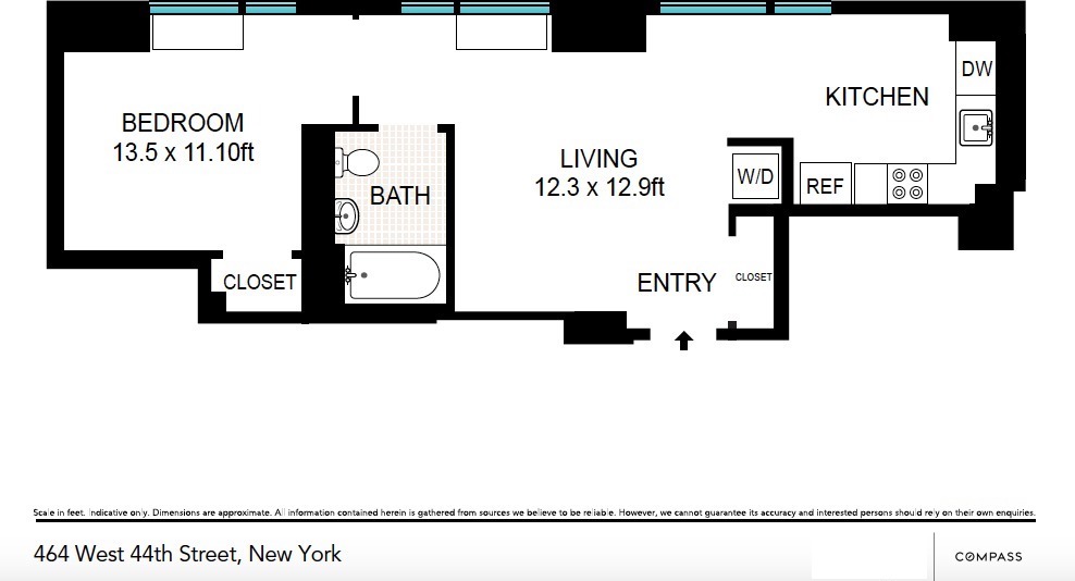 Floorplan for 464 West 44th Street, 7J