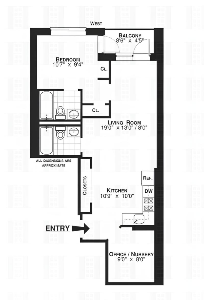 Floorplan for 107 Ave A, 5R