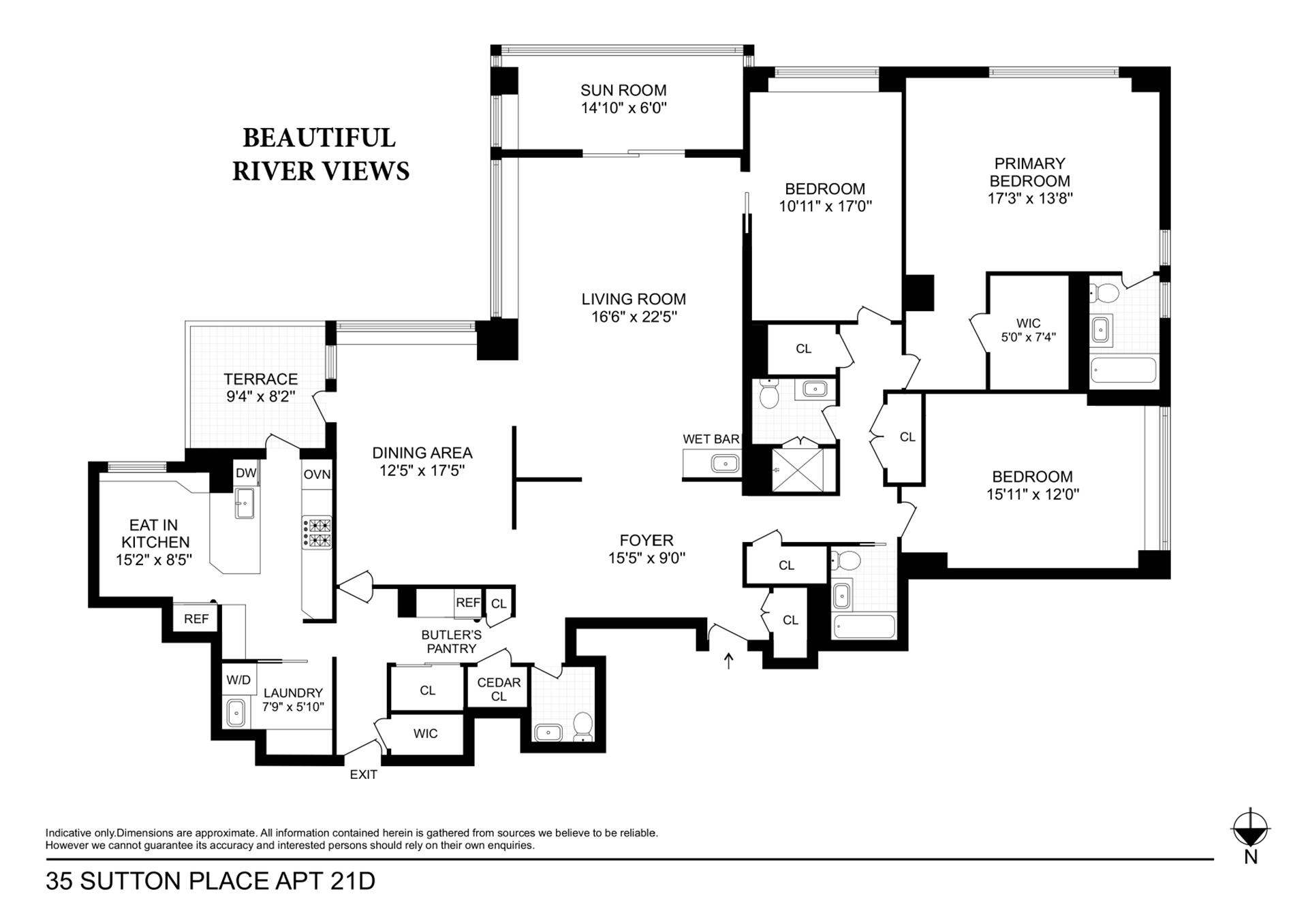 Floorplan for 35 Sutton Place, 21D