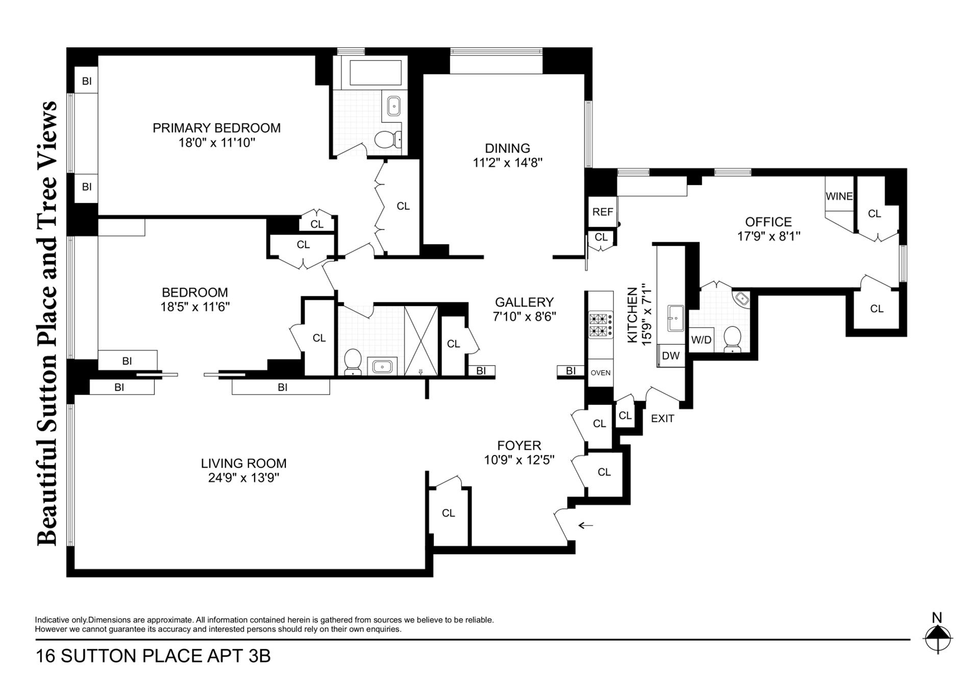 Floorplan for 16 Sutton Place, 3B