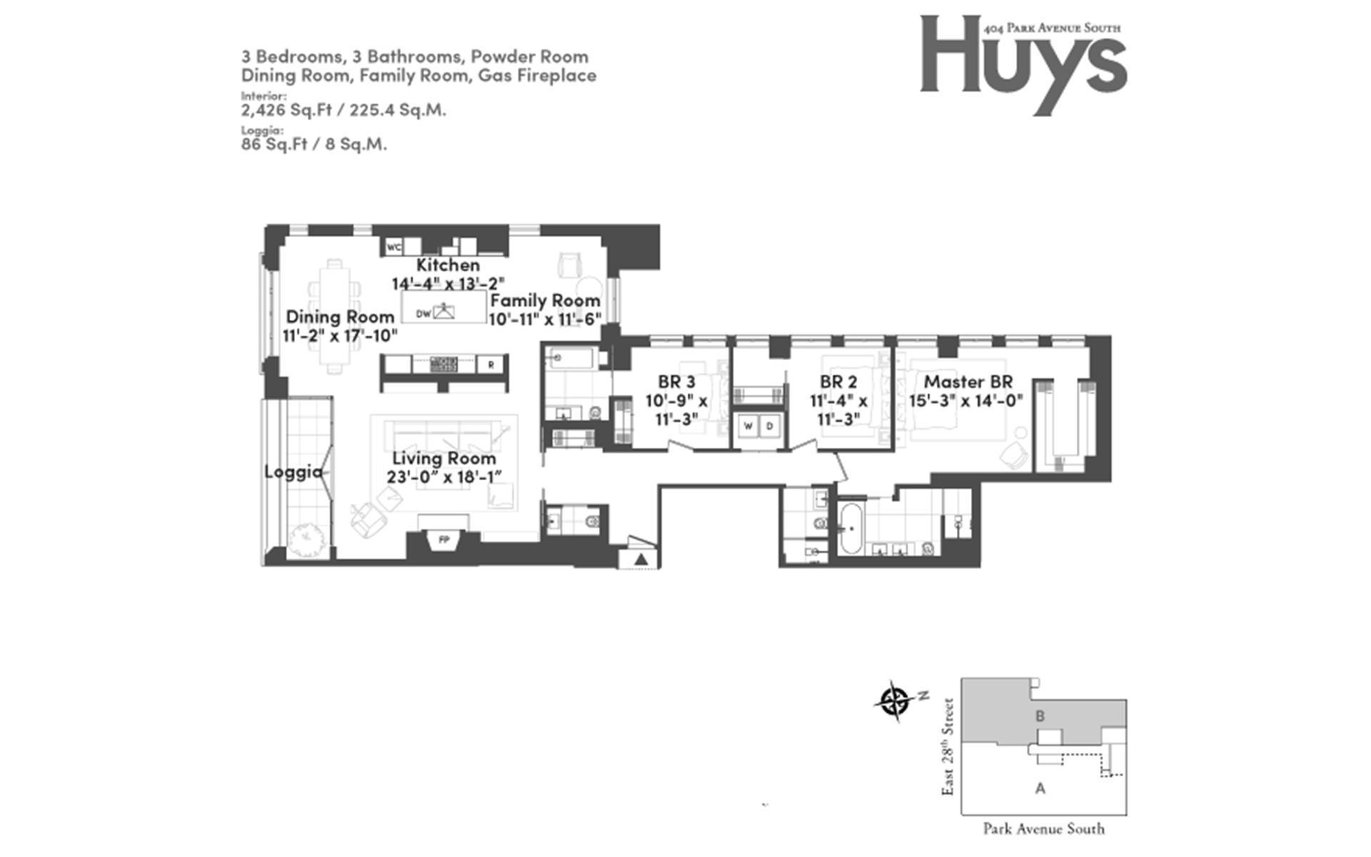 Floorplan for 404 Park Avenue, PH16B