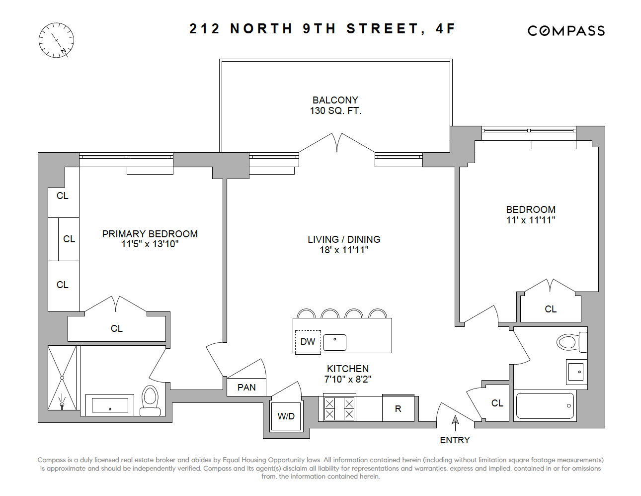 Floorplan for 212 North 9th Street, 4F