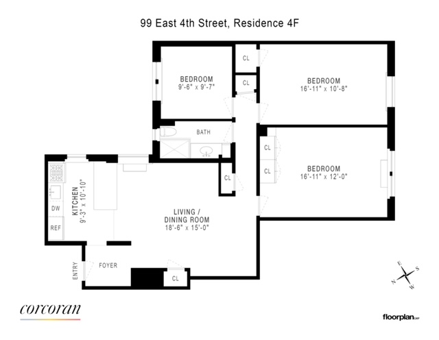 Floorplan for 99 East 4th Street, 4F