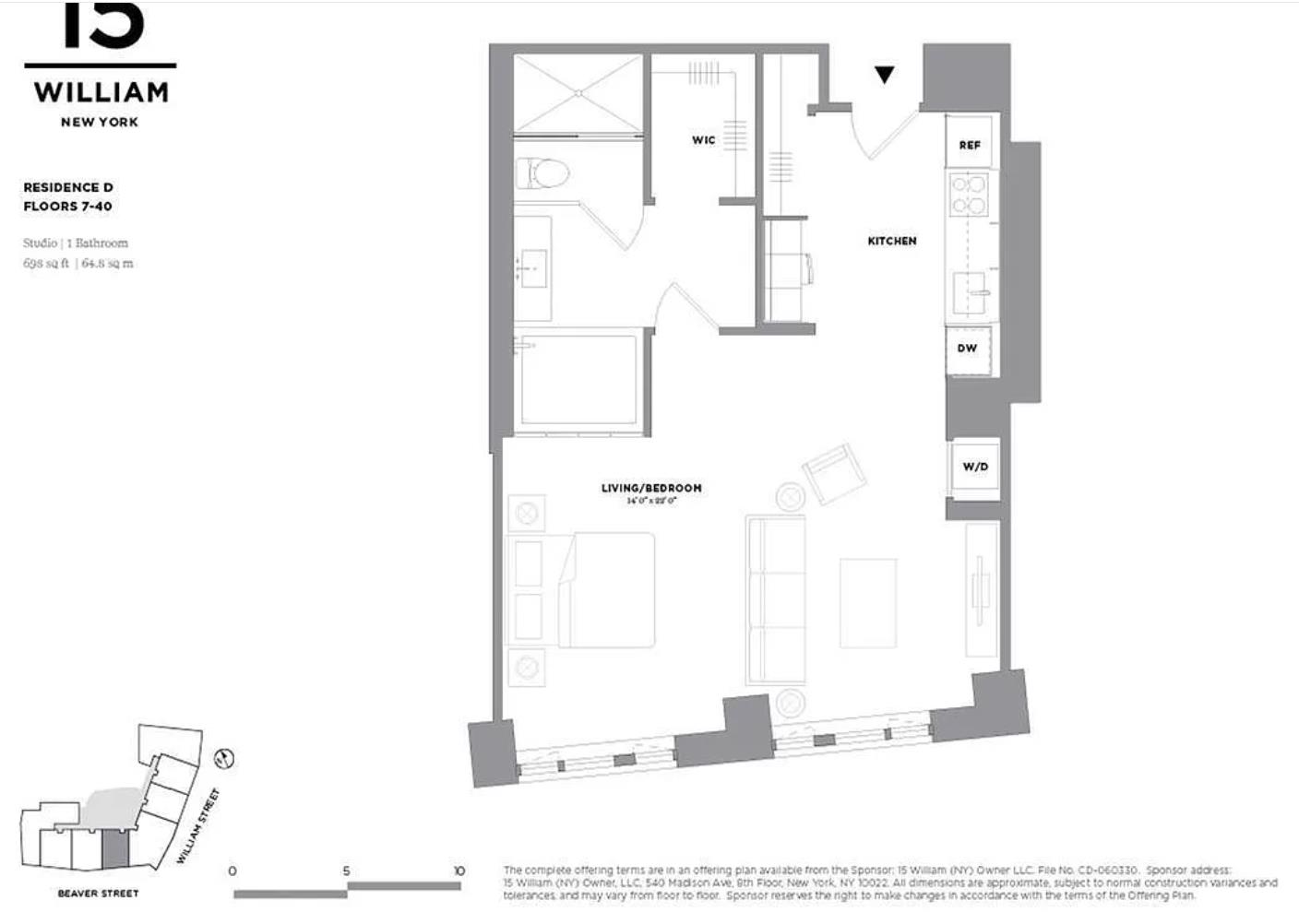 Floorplan for 15 William Street, 23-D