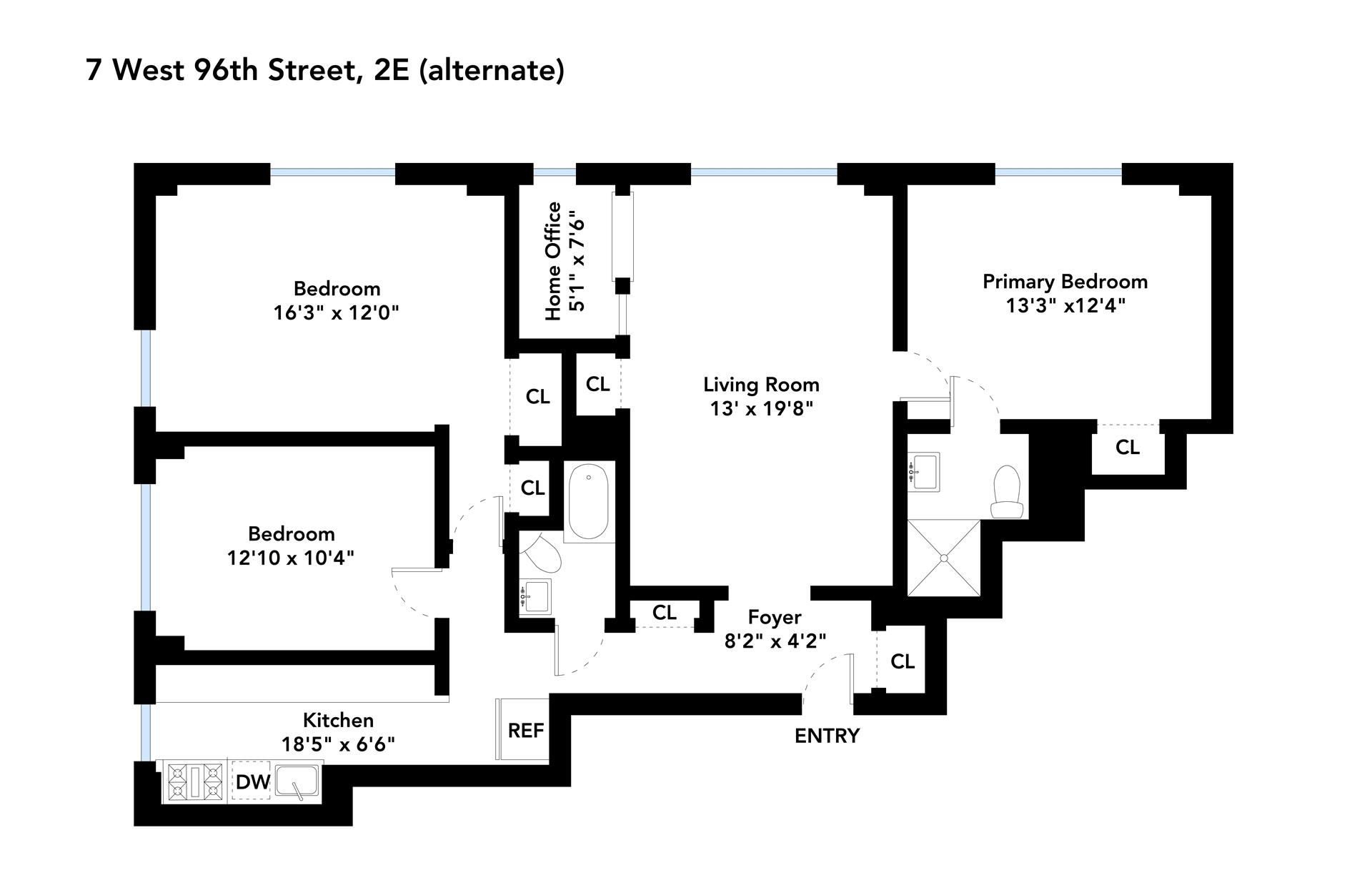 Floorplan for 7 West 96th Street, 2E