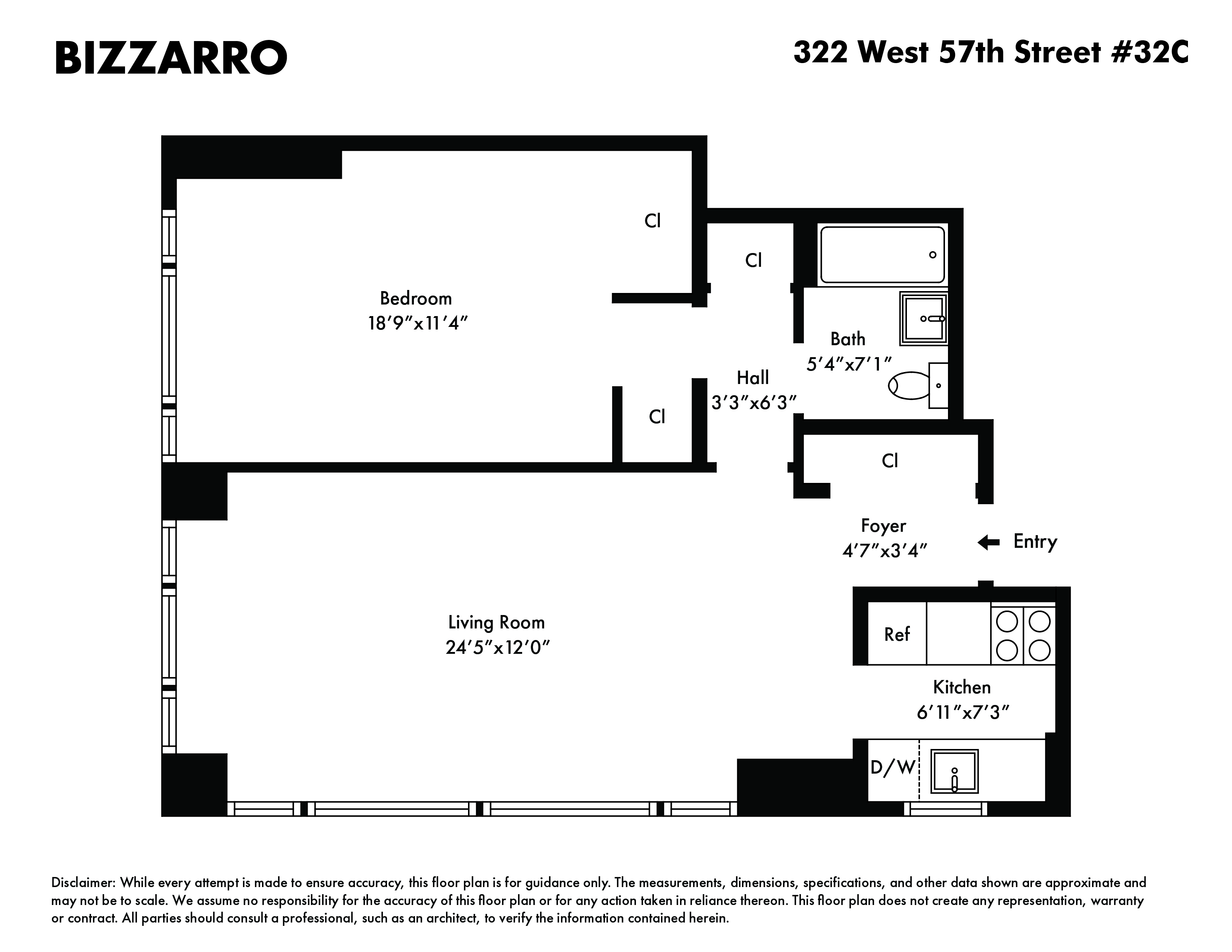 Floorplan for 322 West 57th Street, 32C