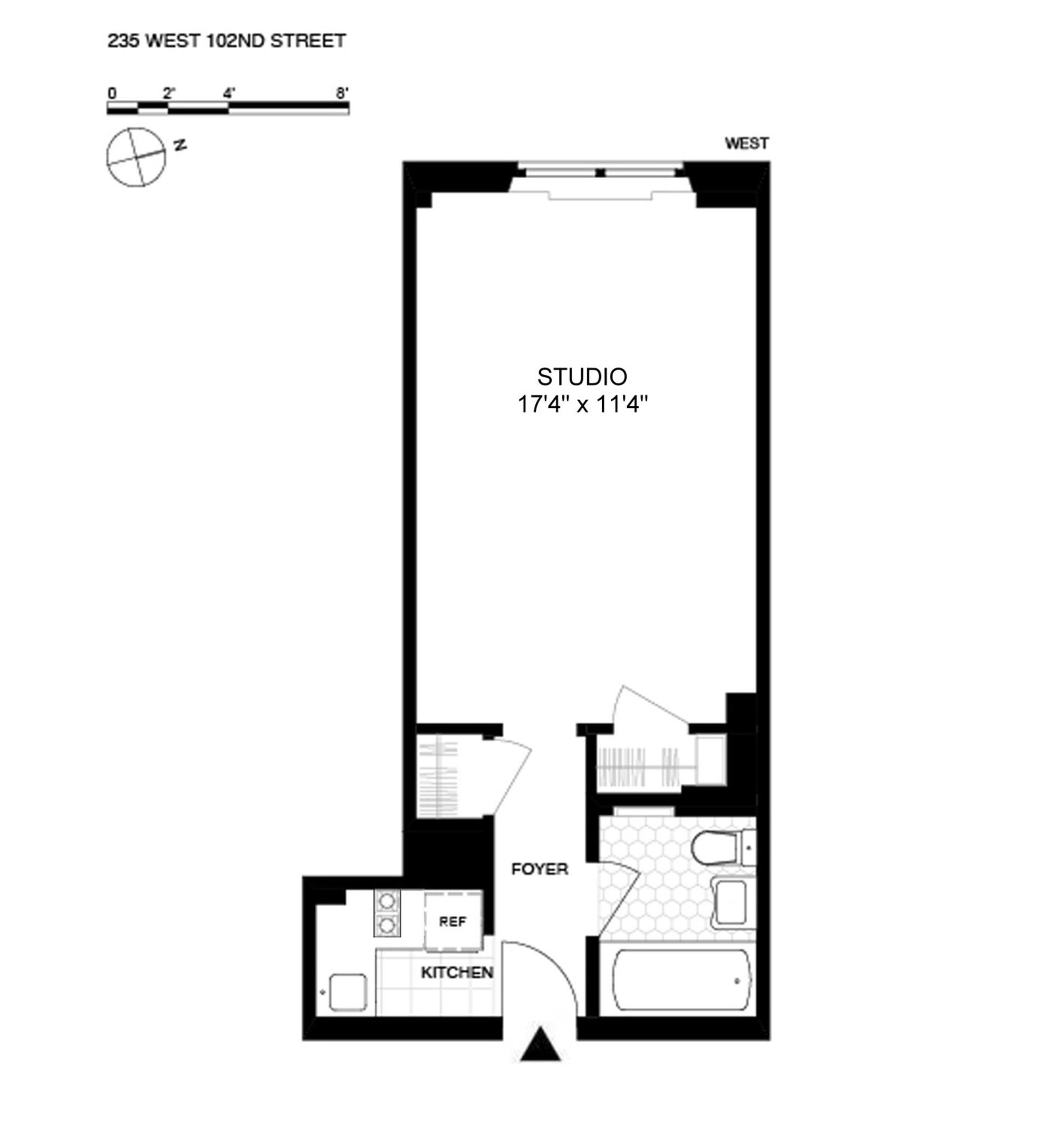 Floorplan for 235 West 102nd Street, 15S