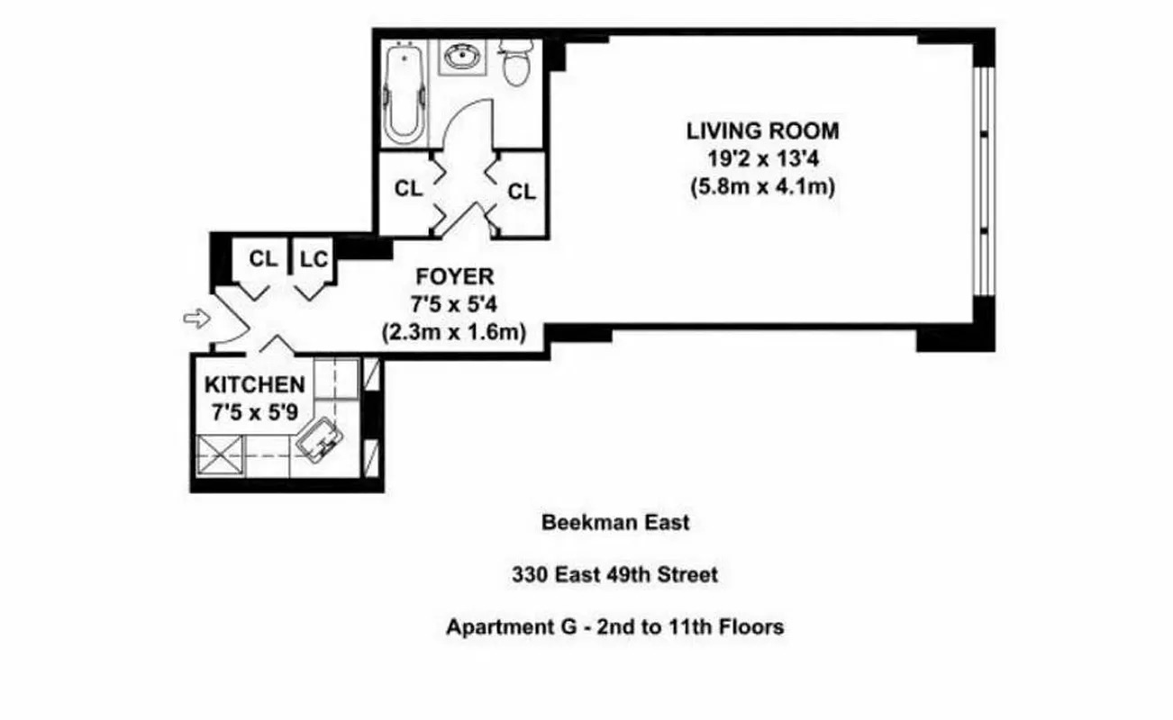 Floorplan for 330 East 49th Street, 10G