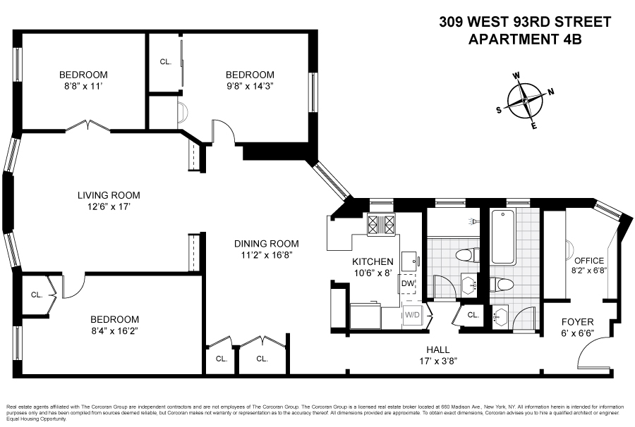 Floorplan for 309 West 93rd Street, 4B