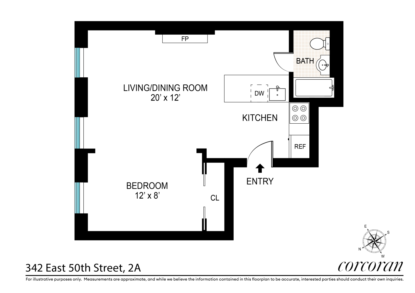 Floorplan for 342 East 50th Street, 2A