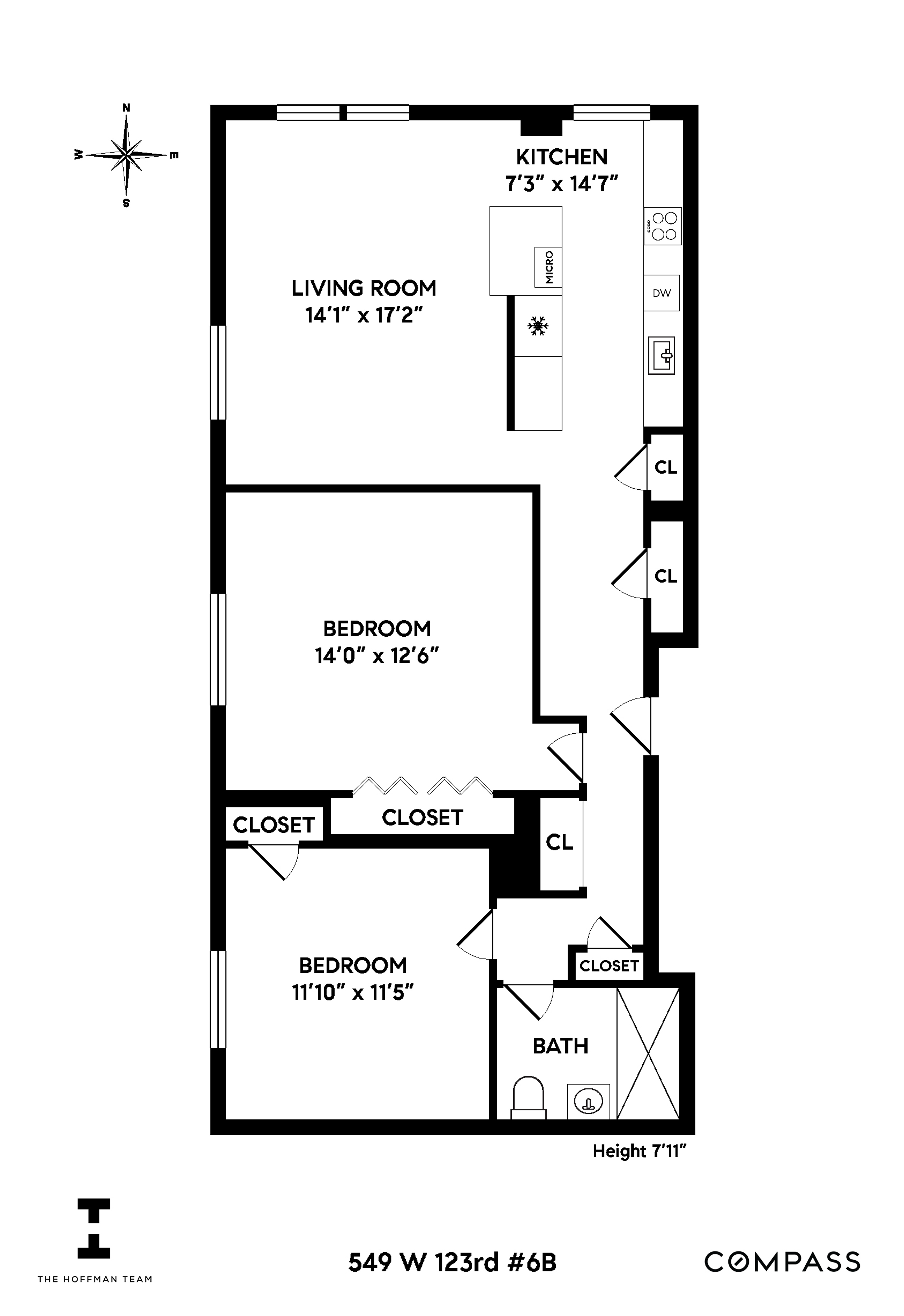 Floorplan for 549 West 123rd Street, 6B