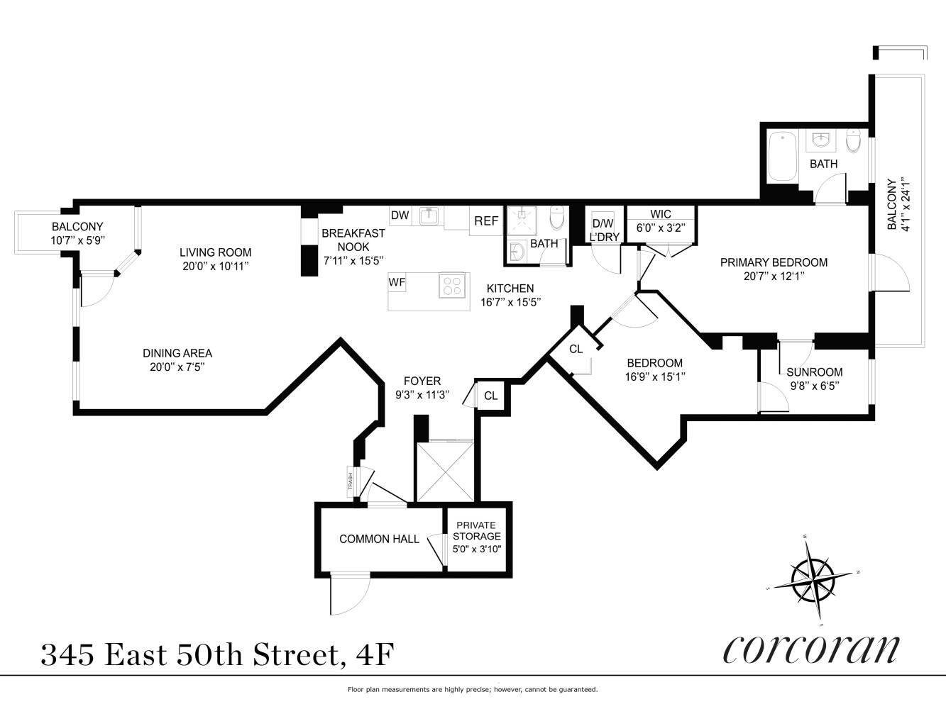 Floorplan for 345 East 50th Street, 4F