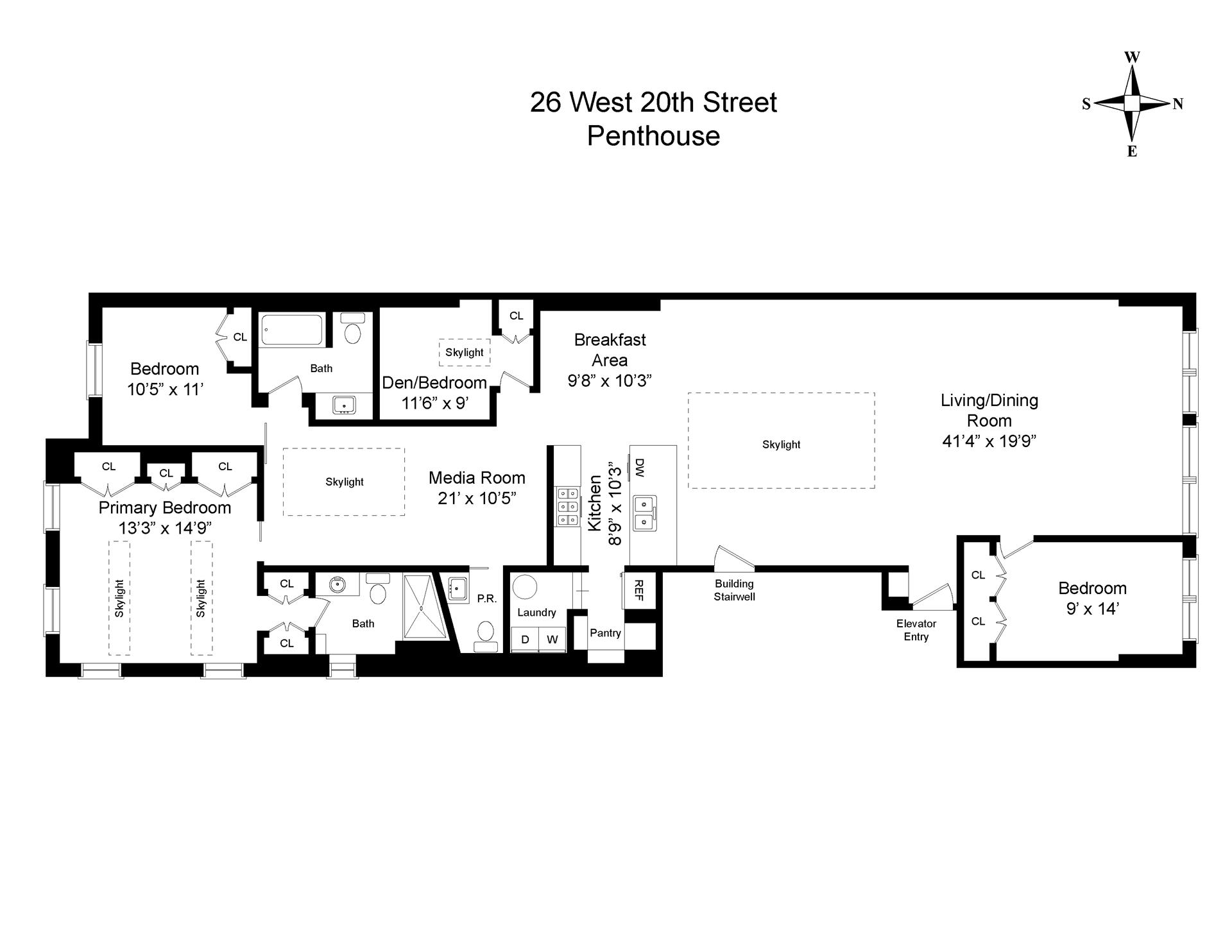Floorplan for 26 West 20th Street, PH