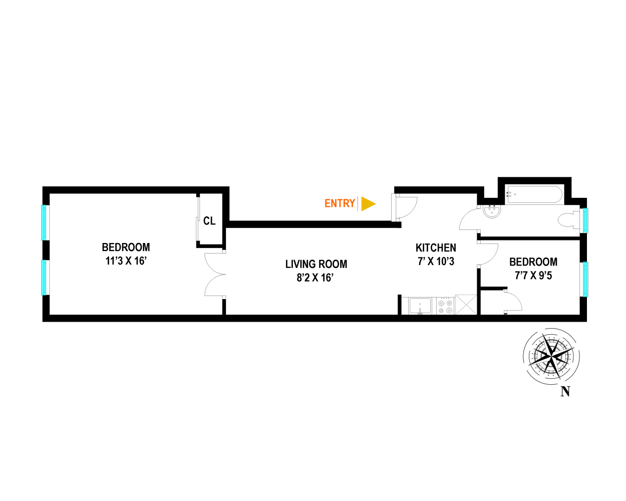 Floorplan for 206 Ave B, 1