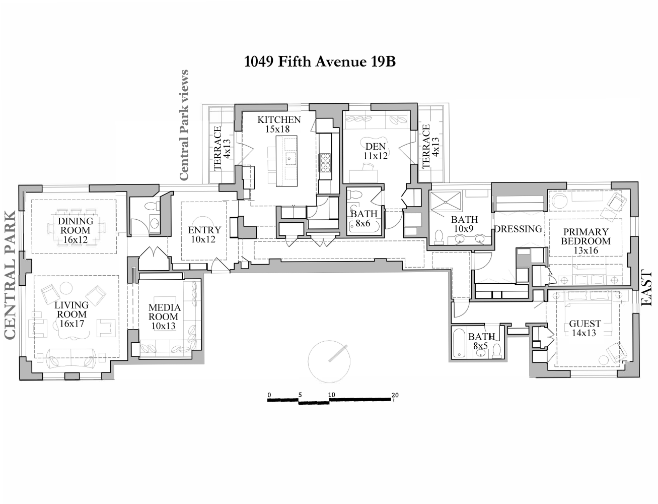 Floorplan for 1049 5th Avenue, 19B