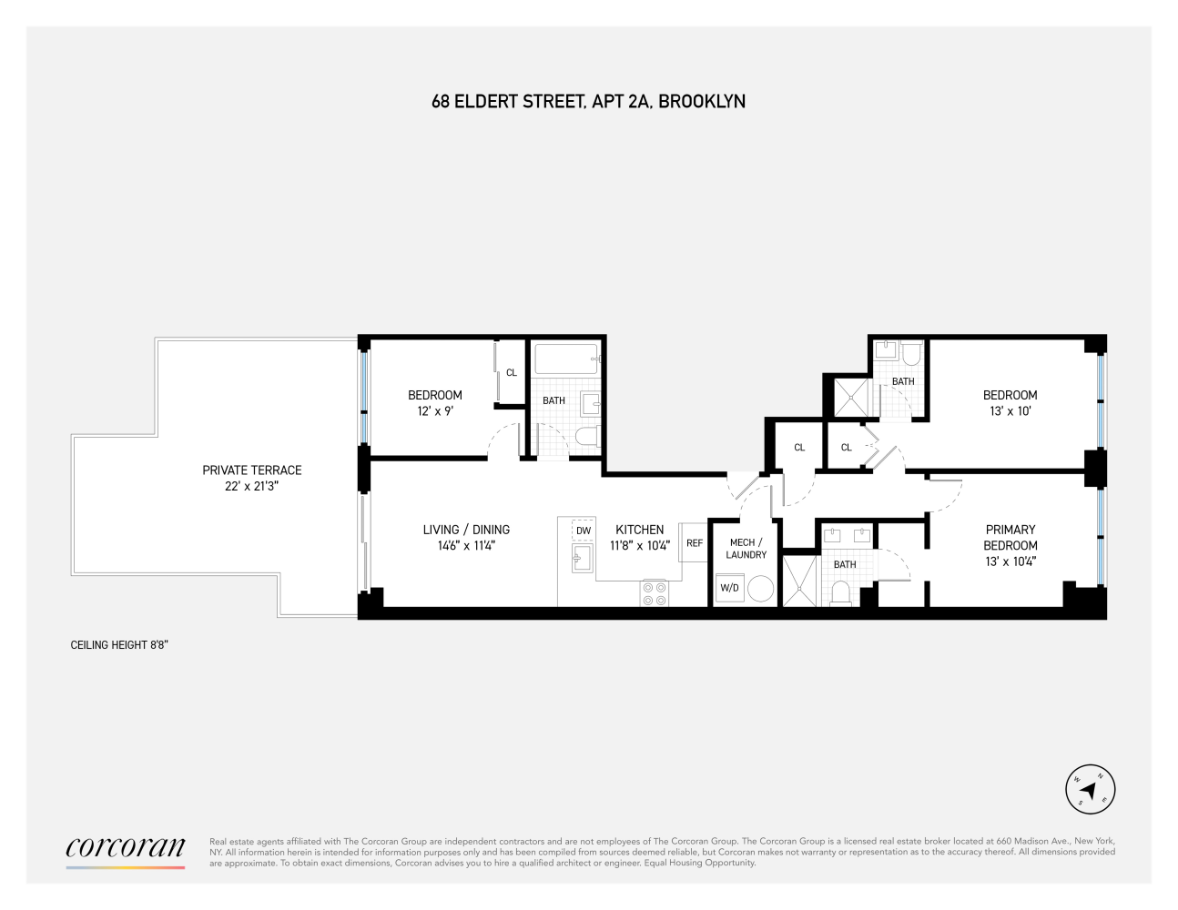 Floorplan for 68 Eldert Street, 2A