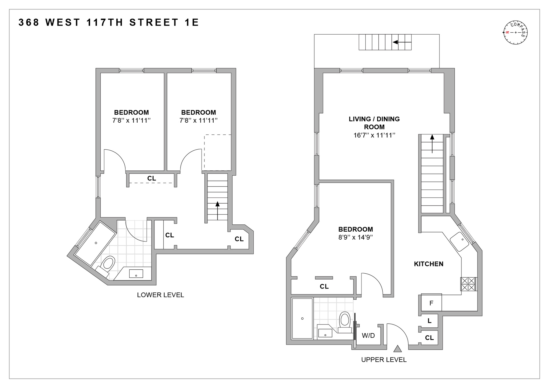 Floorplan for 368 West 117th Street, 1E