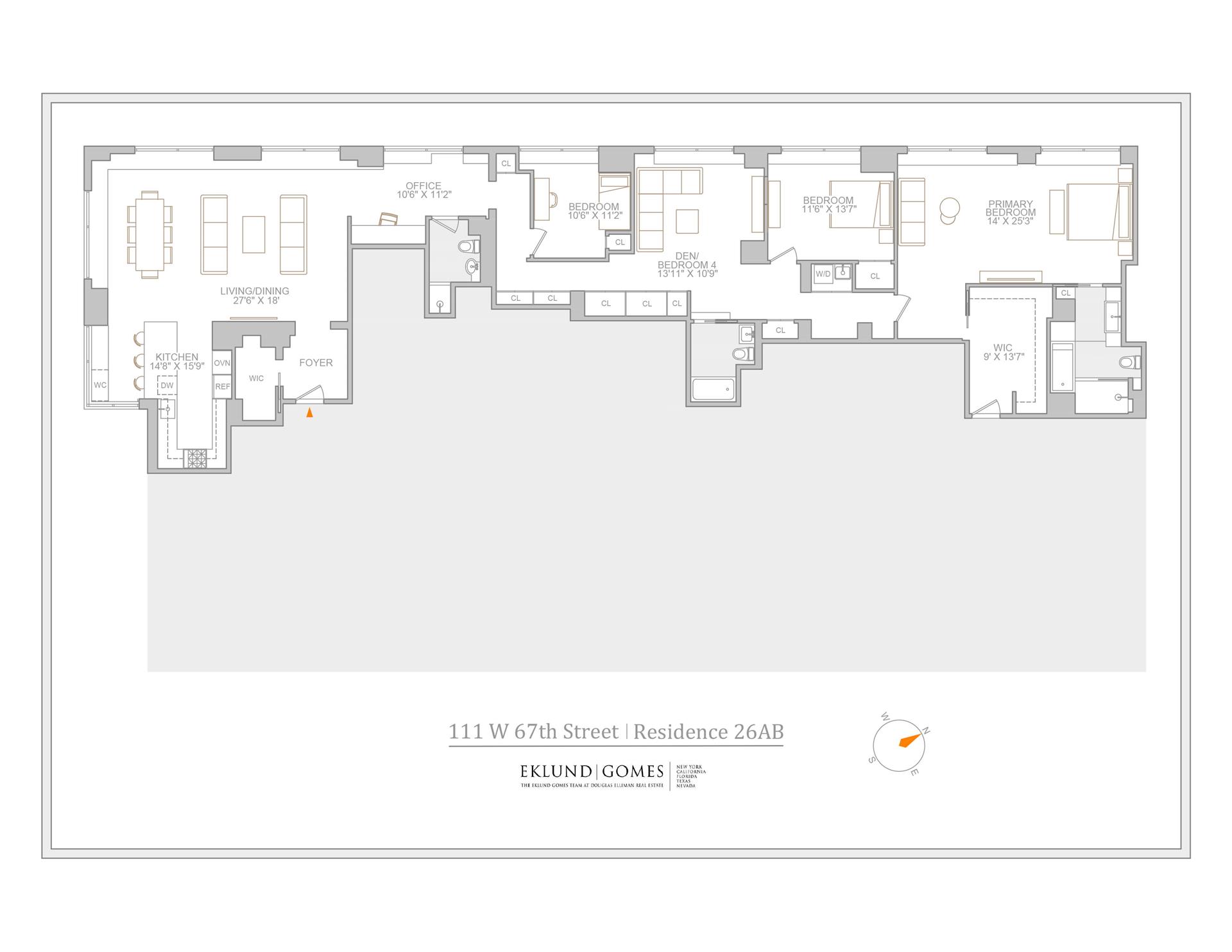 Floorplan for 111 West 67th Street, 26A