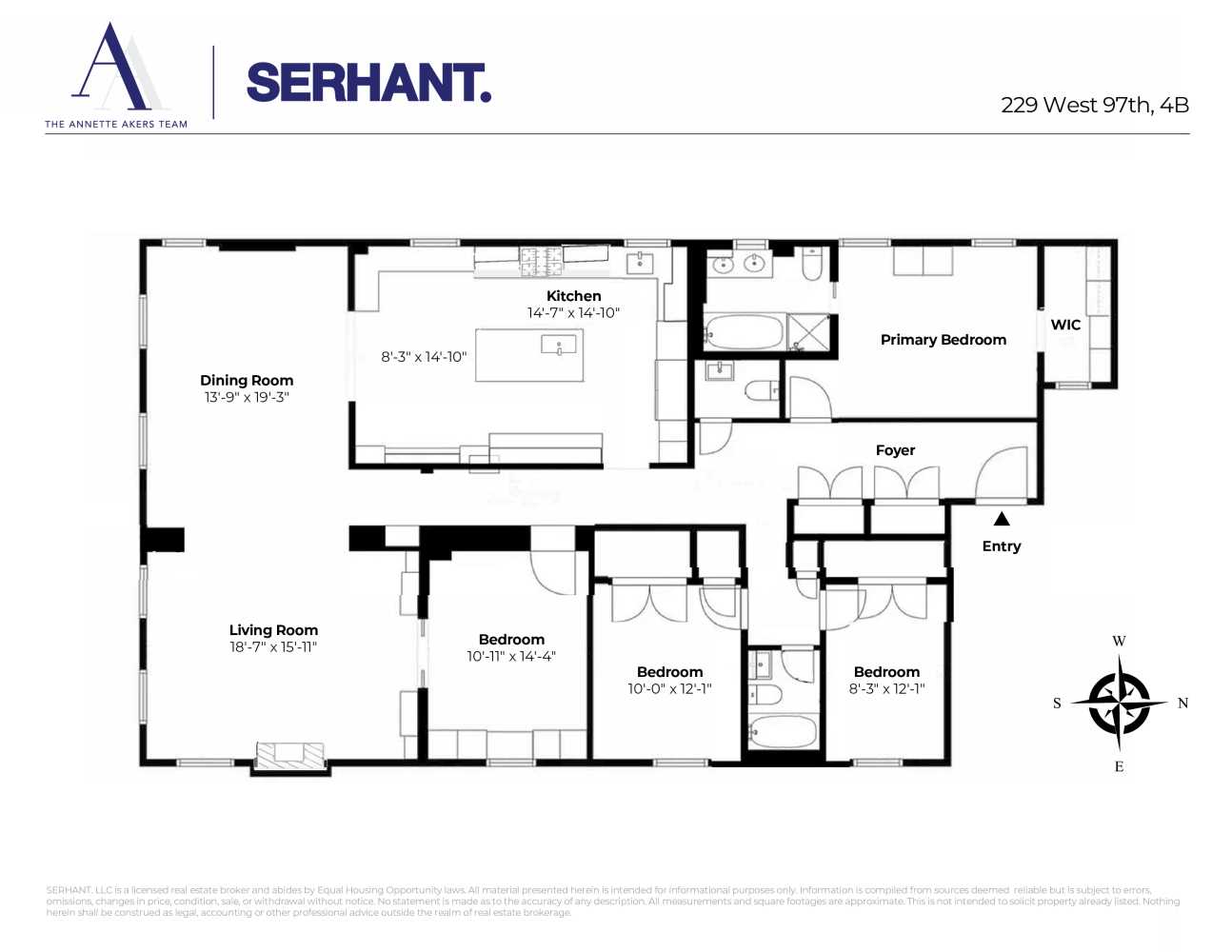 Floorplan for 229 West 97th Street, 4B