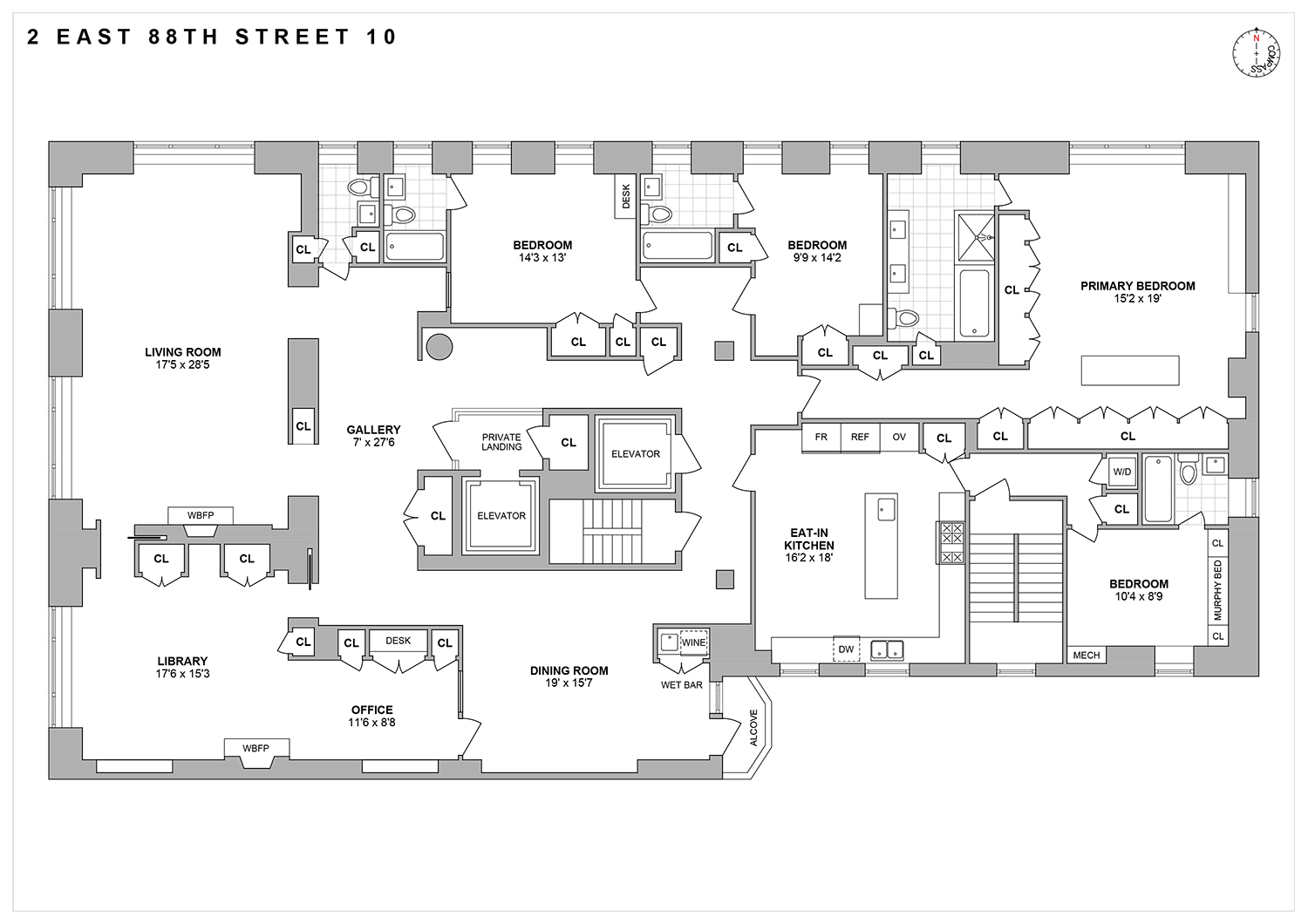 Floorplan for 2 East 88th Street, 10