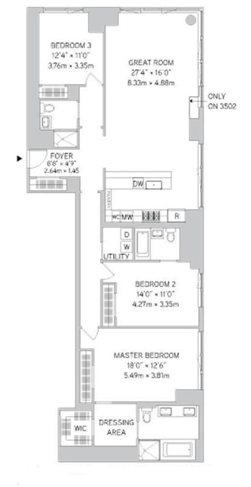 Floorplan for 60 Riverside Boulevard, 3102