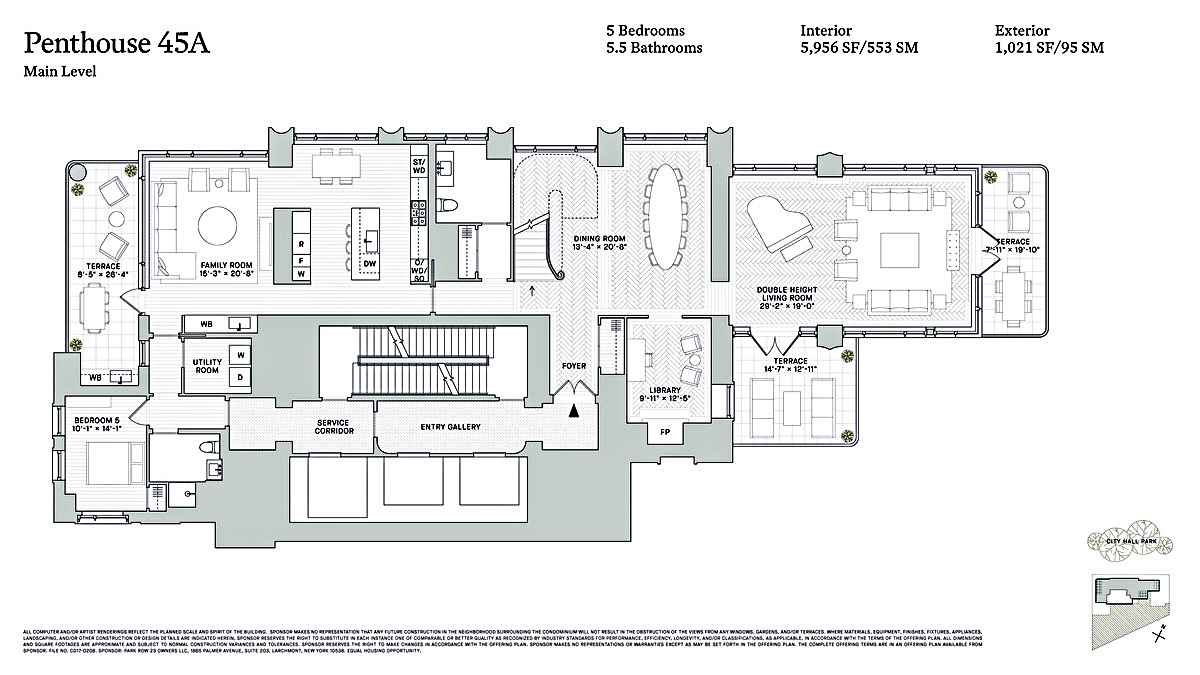 Floorplan for 25 Park Row, PH45A