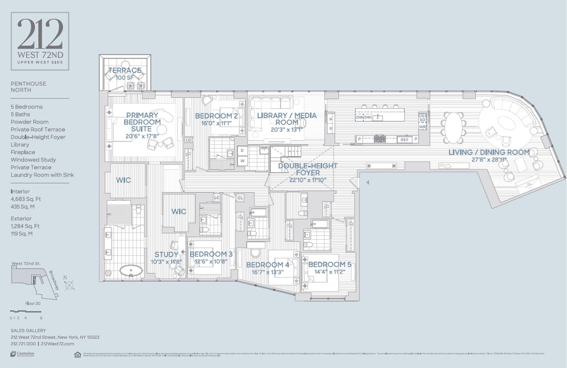 Floorplan for 212 West 72nd Street, PHN