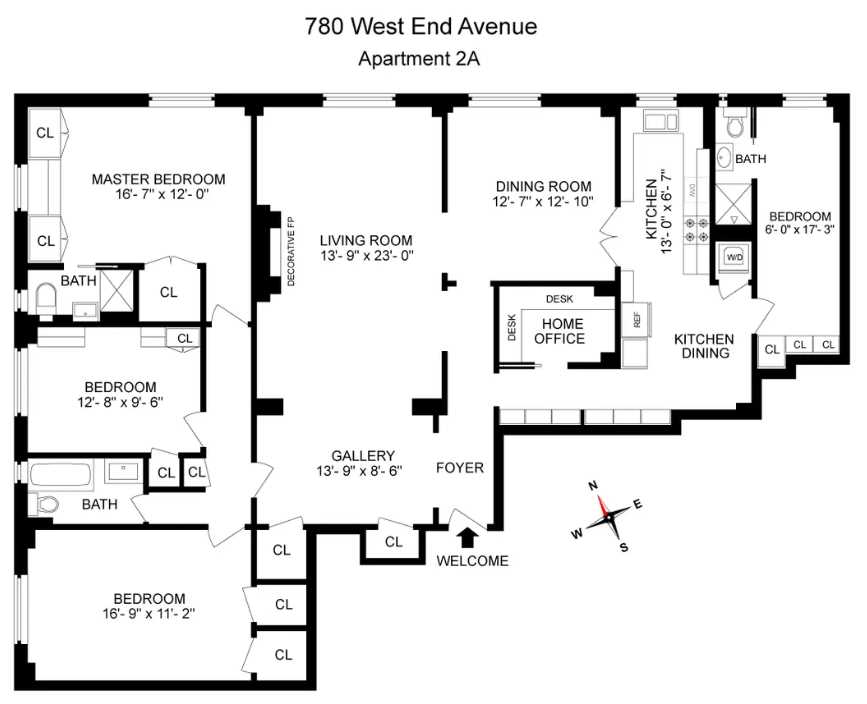 Floorplan for 780 West End Avenue, 2A