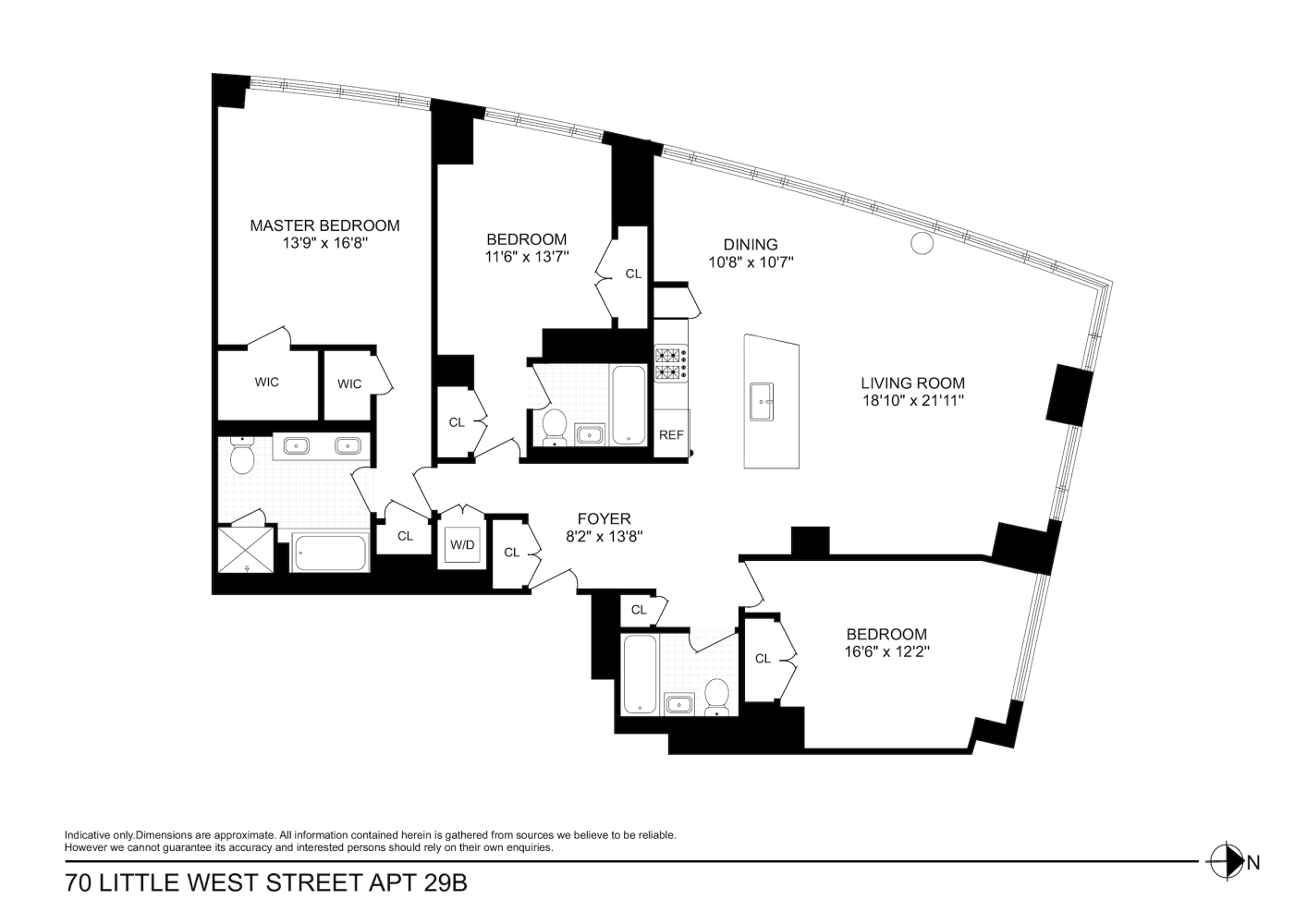 Floorplan for 70 Little West Street, 29B
