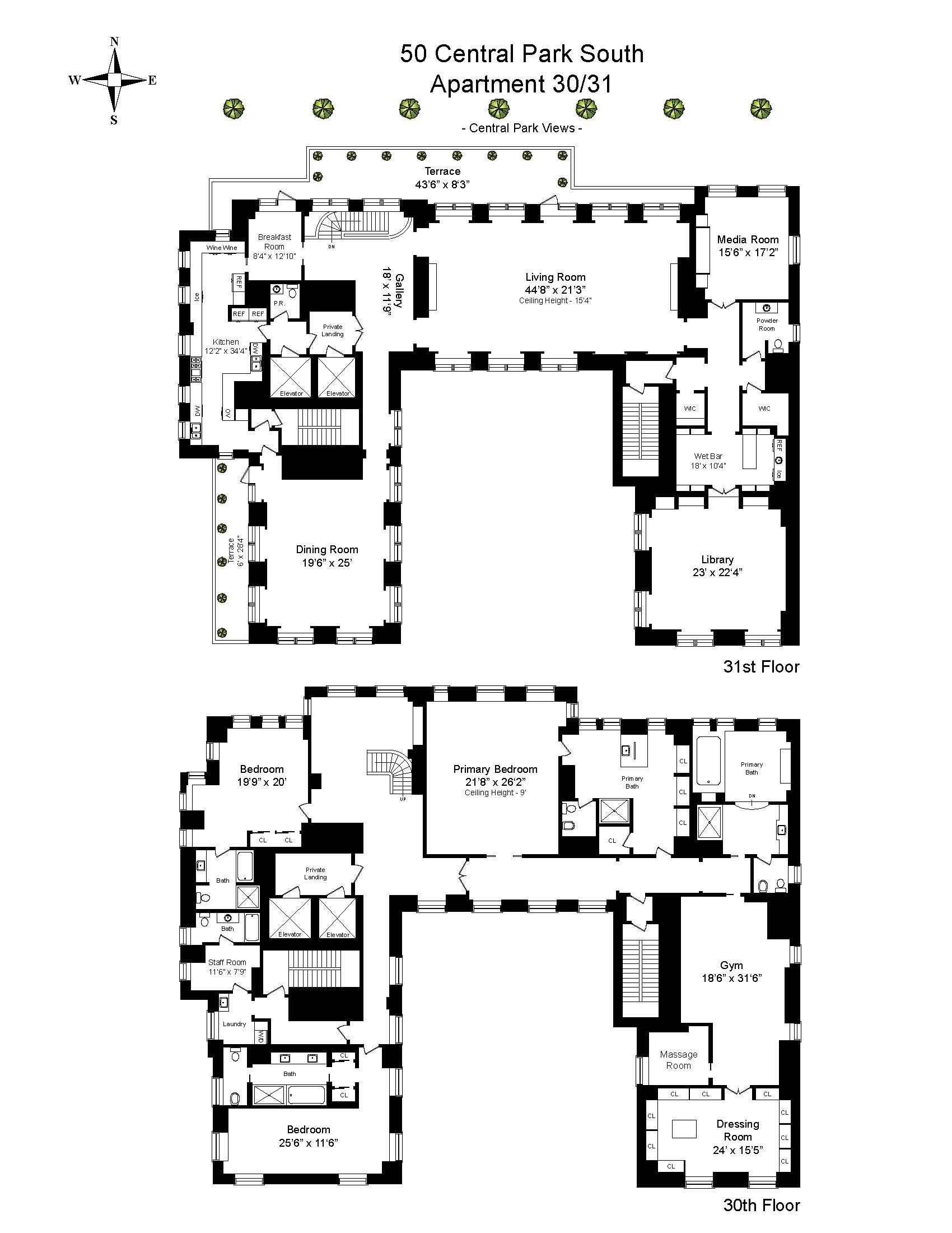 Floorplan for 50 Central Park, 30/31