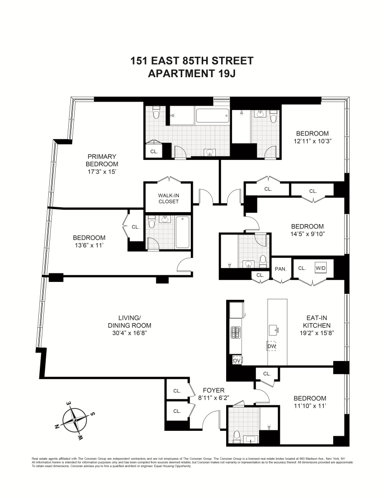 Floorplan for 151 East 85th Street, 19J