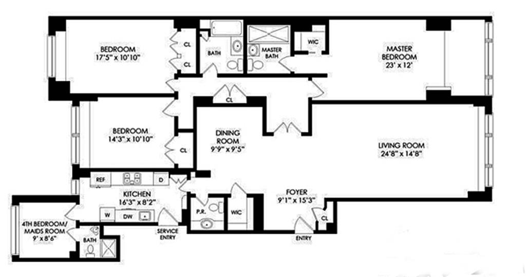 Floorplan for 24 Central Park, 12-W