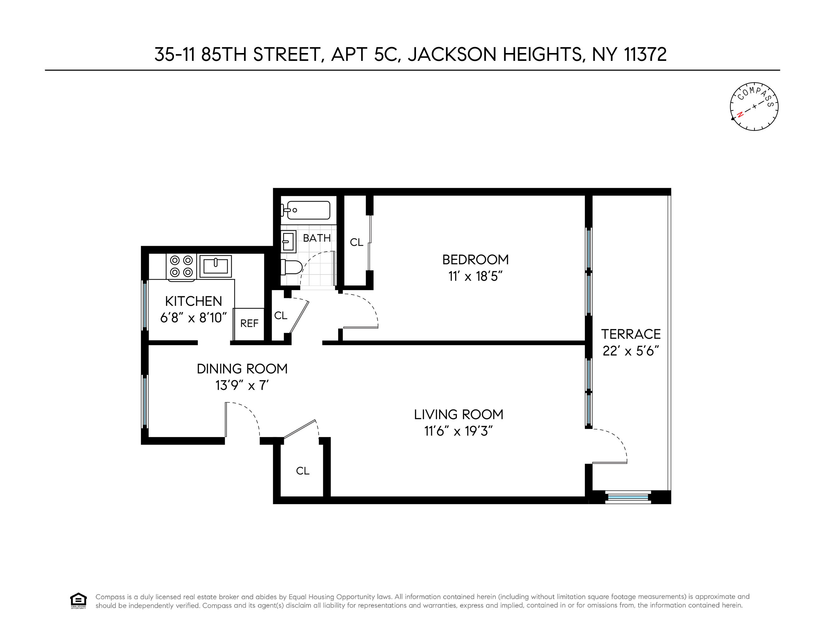 35-11 85th Street, New York, NY 11372, 1 Bedroom Bedrooms, 3 Rooms Rooms,1 BathroomBathrooms,Residential,For Sale,85th,COMP-1616078451984820785