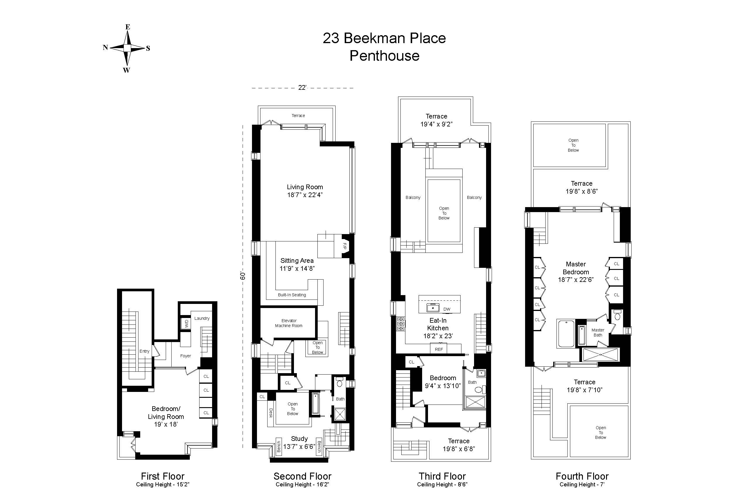 23 Beekman Place, New York, NY 10022, 9 Bedrooms Bedrooms, 20 Rooms Rooms,10 BathroomsBathrooms,Residential,For Sale,Paul Rudolph House,Beekman,PRCH-35071959