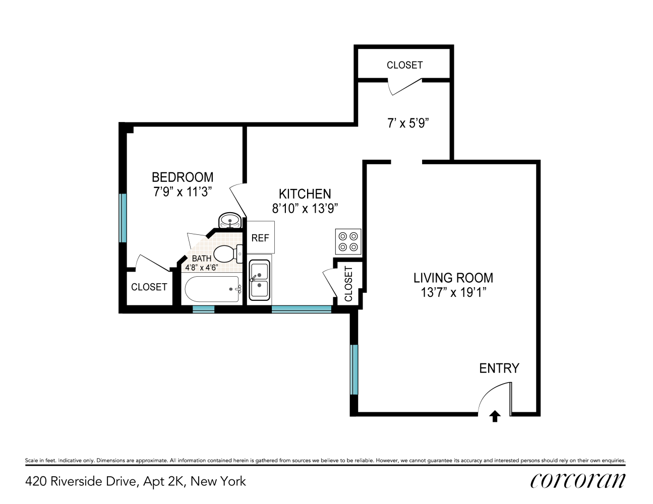 420 RIVERSIDE Drive, New York, NY 10025, 1 Bedroom Bedrooms, 3 Rooms Rooms,1 BathroomBathrooms,Residential,For Sale,THE HAMILTON,RIVERSIDE,RPLU-33423068595