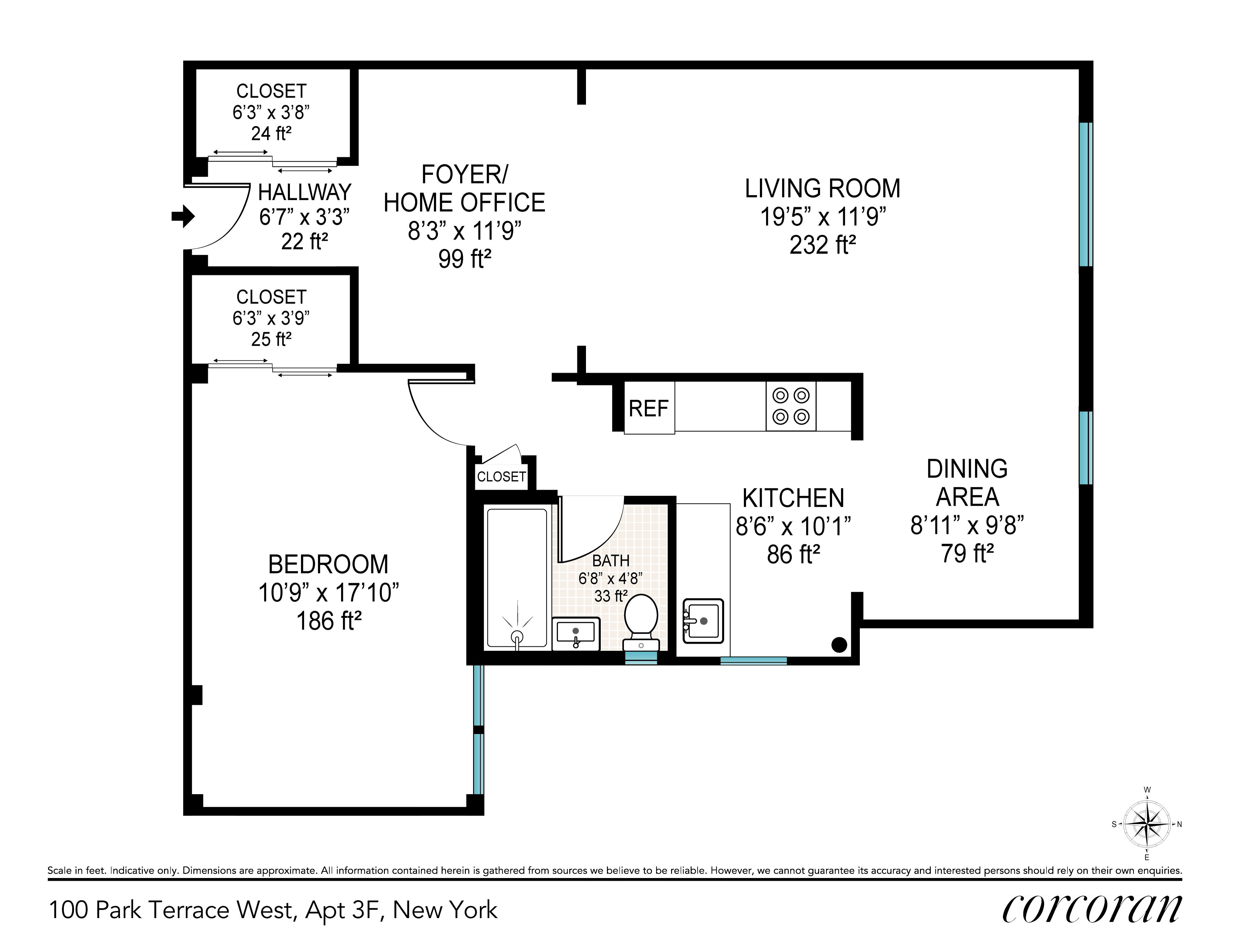 100 PARK Terrace, New York, NY 10034, 1 Bedroom Bedrooms, 4 Rooms Rooms,1 BathroomBathrooms,Residential,For Sale,PARK,RPLU-33423066216