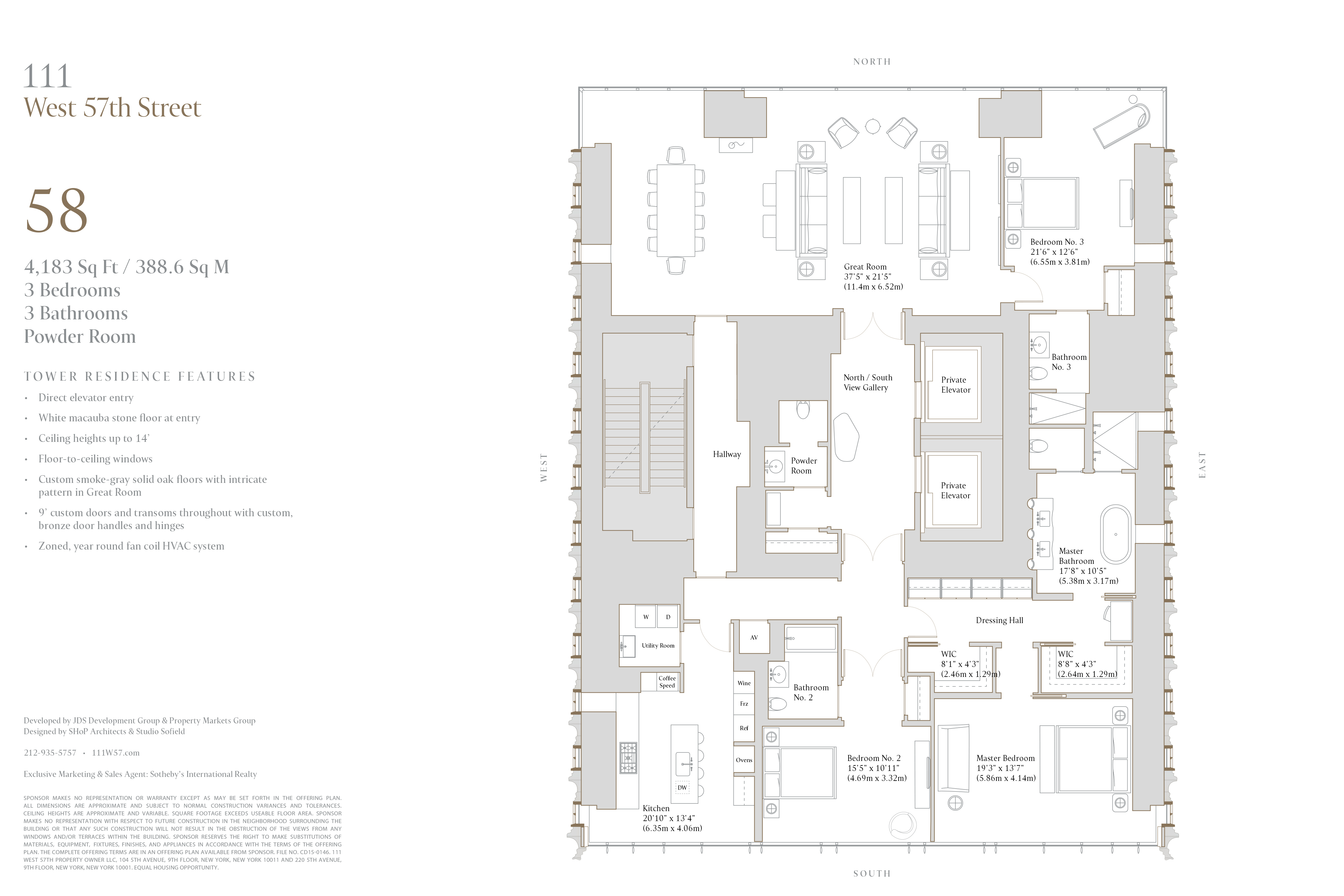 111 W 57th Street, New York, NY 10019, 3 Bedrooms Bedrooms, 6 Rooms Rooms,4 BathroomsBathrooms,Residential,For Sale,57th,PRCH-35075013