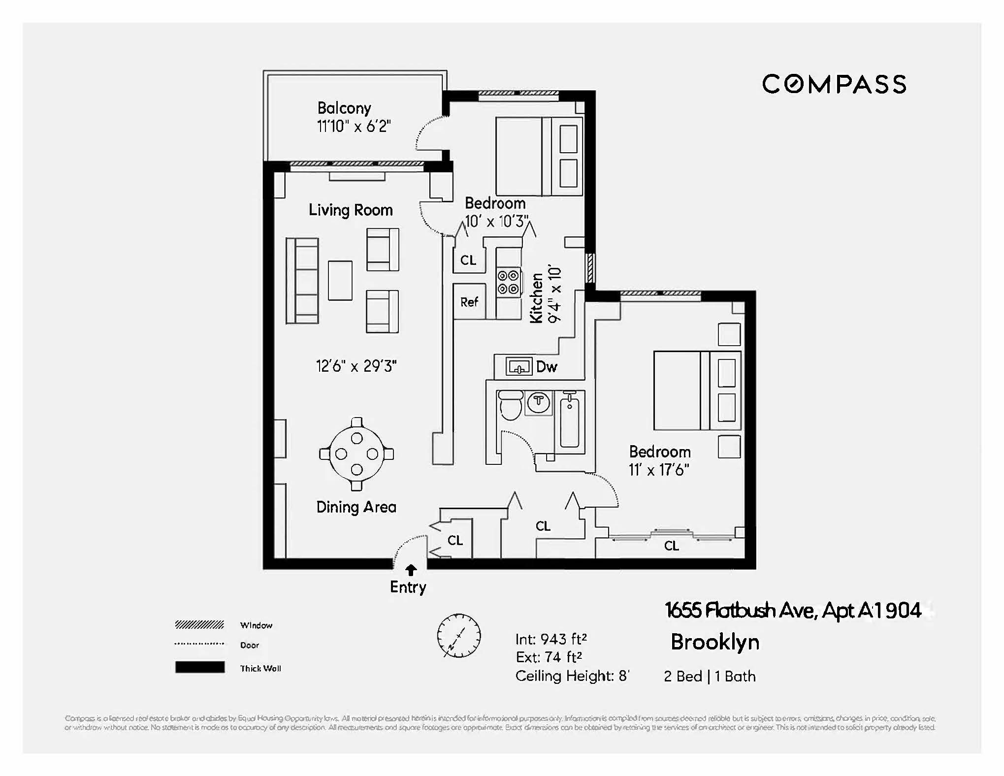 1655 Flatbush Avenue, New York, NY 11210, 2 Bedrooms Bedrooms, 4 Rooms Rooms,1 BathroomBathrooms,Residential,For Sale,Flatbush,COMP-1621311343654181393