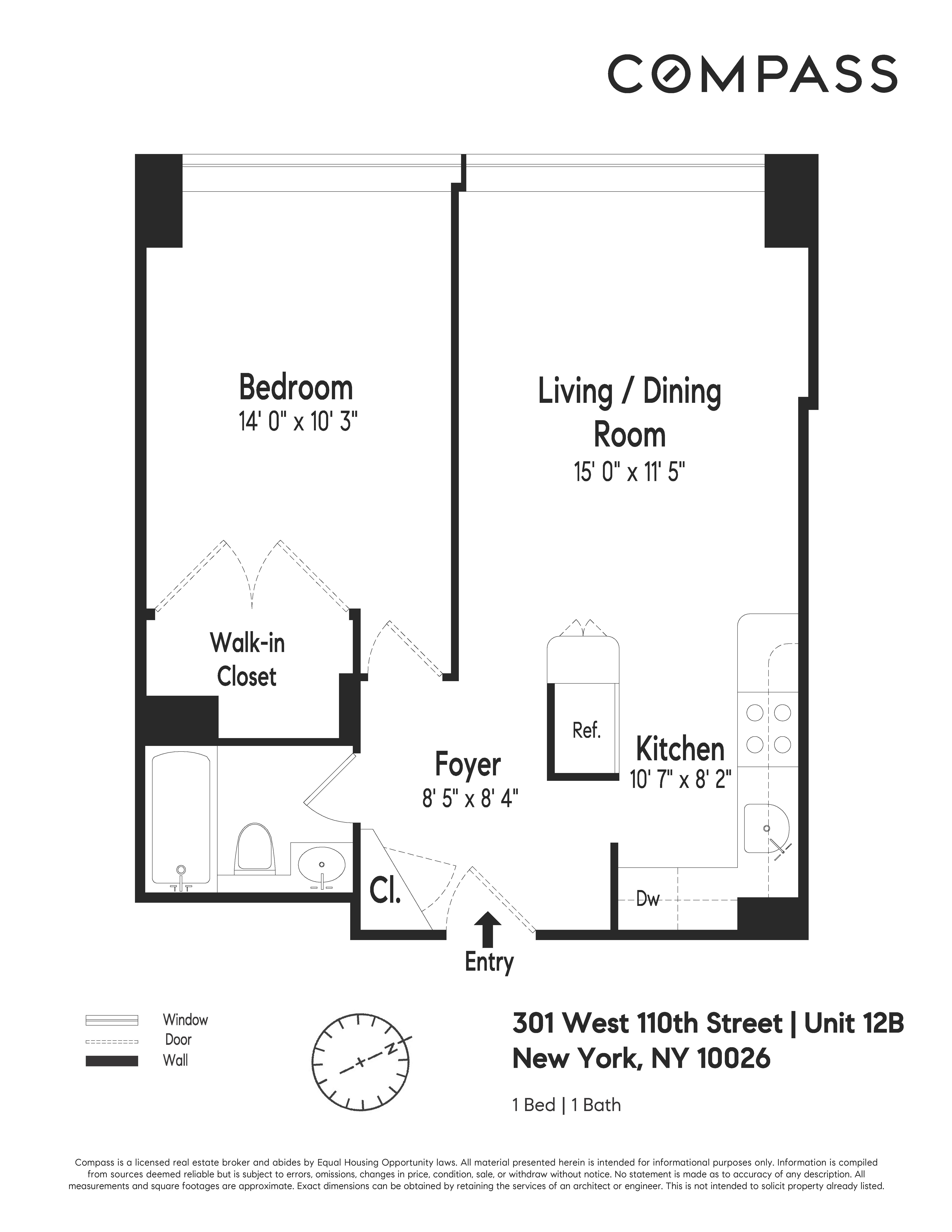 Floorplan for 301 West 110th Street, 12B