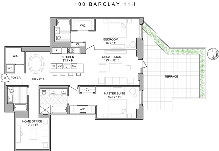 Floorplan for 100 Barclay Street, 11H