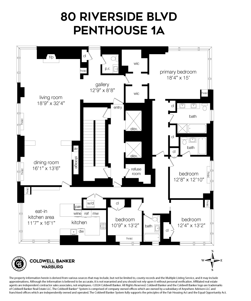 Floorplan for 80 Riverside Boulevard, PH1A