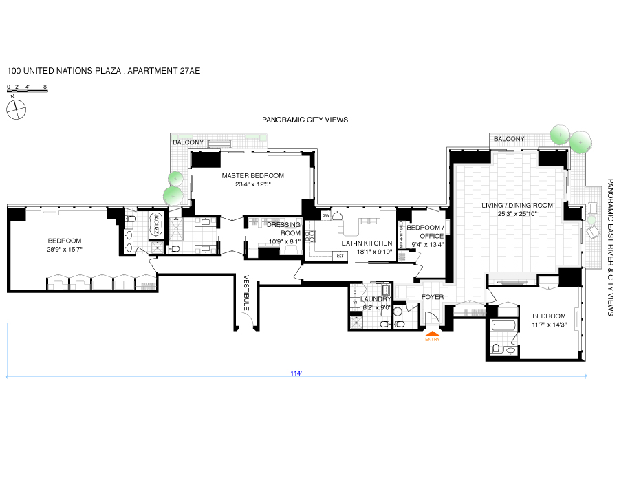 Floorplan for 100 United Nations Plaza, 27AE