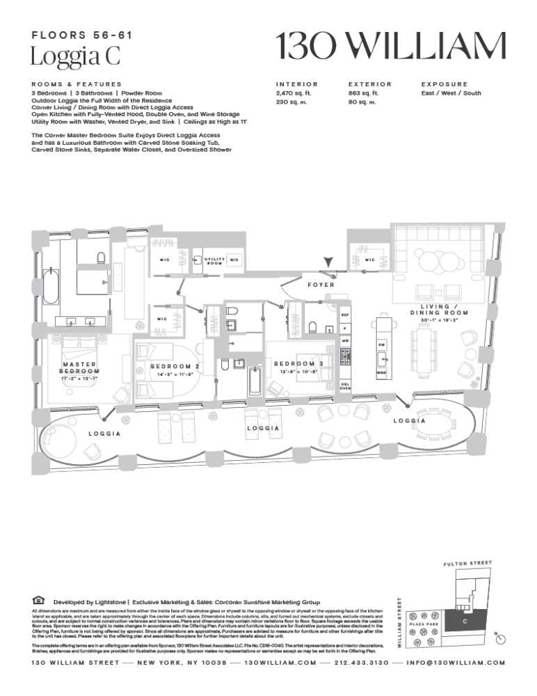 Floorplan for 130 William Street, L58C