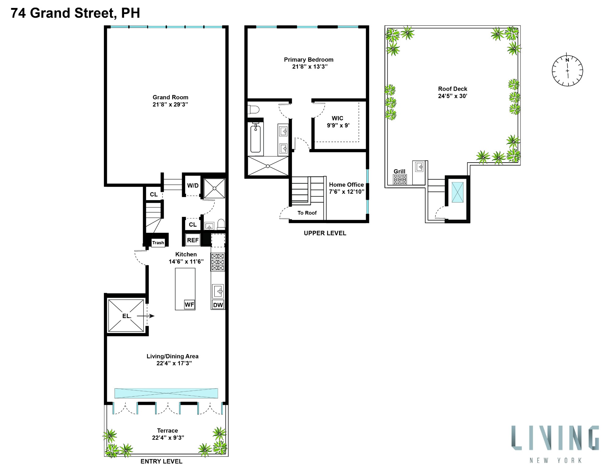 Floorplan for 74 Grand Street, PH