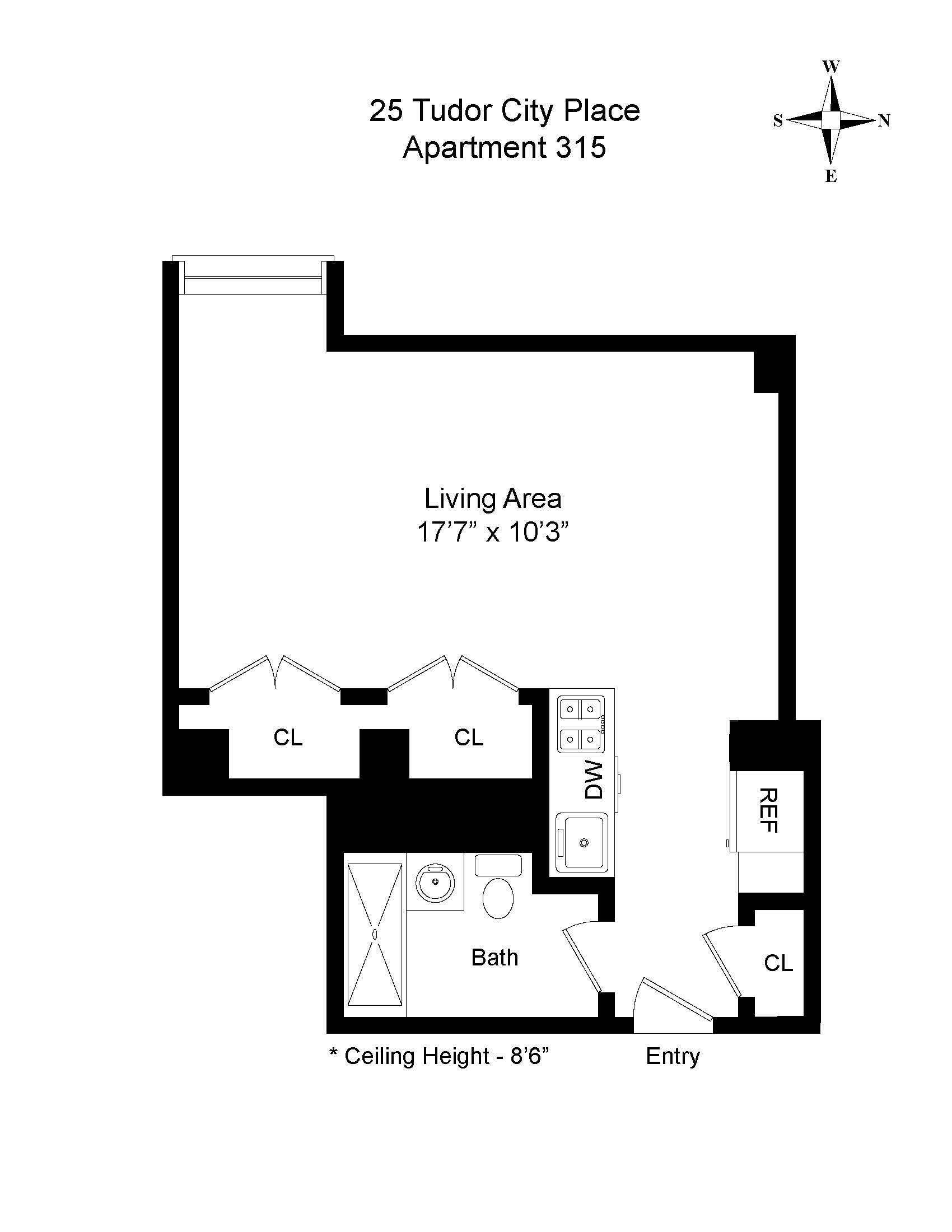 25 Tudor City Place, New York, NY 10017, 2 Rooms Rooms,1 BathroomBathrooms,Residential,For Sale,Tudor Tower,Tudor City,PRCH-35033358