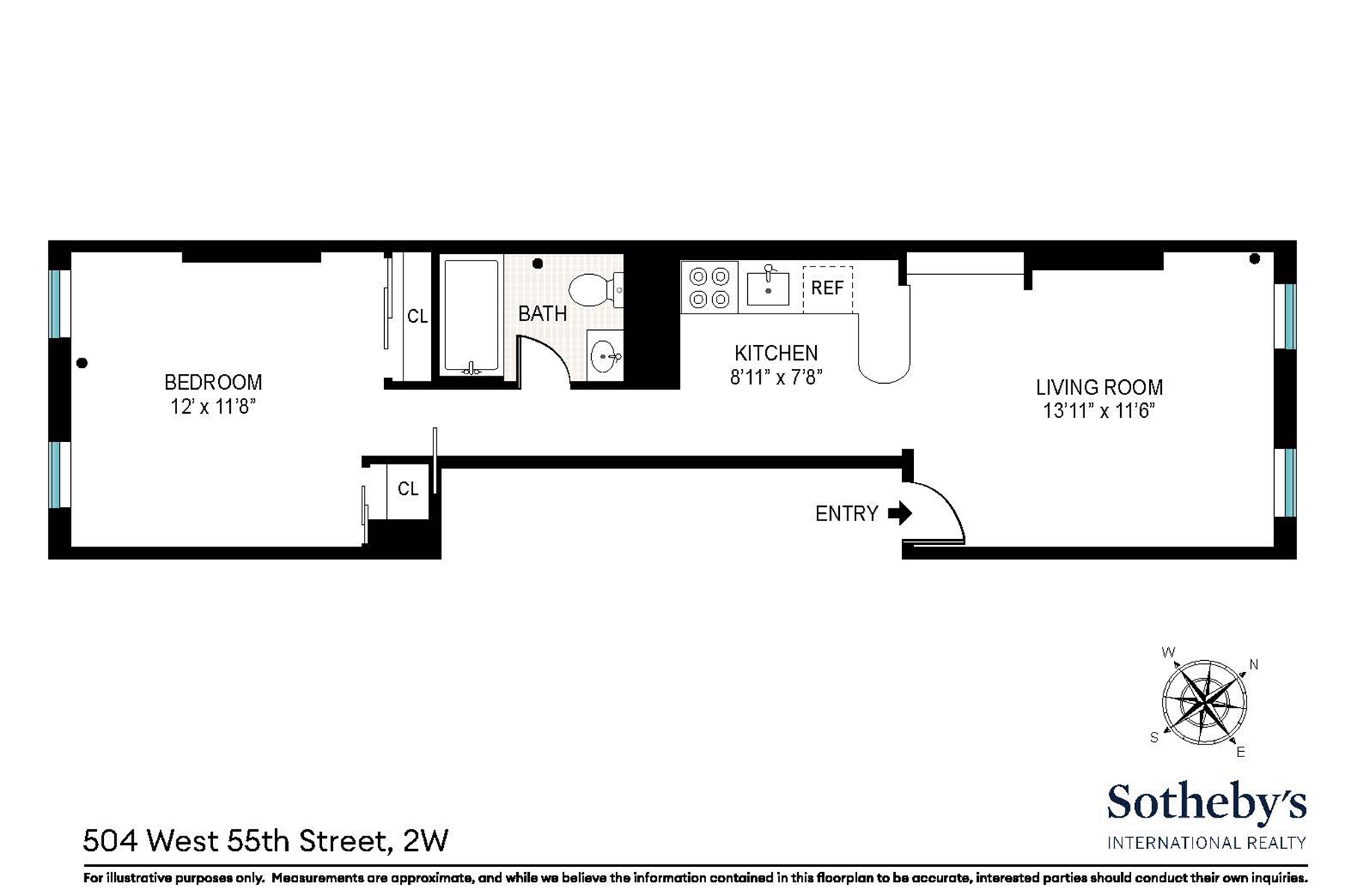 504 W 55th Street, New York, NY 10019, 1 Bedroom Bedrooms, 3 Rooms Rooms,1 BathroomBathrooms,Residential,For Sale,55th,PRCH-8369334