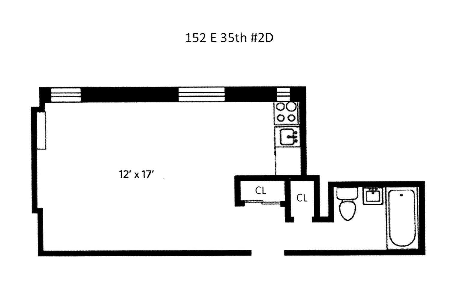 152 E 35th Street, New York, NY 10016, 2 Rooms Rooms,1 BathroomBathrooms,Residential,For Sale,35th,OLRS-2097739