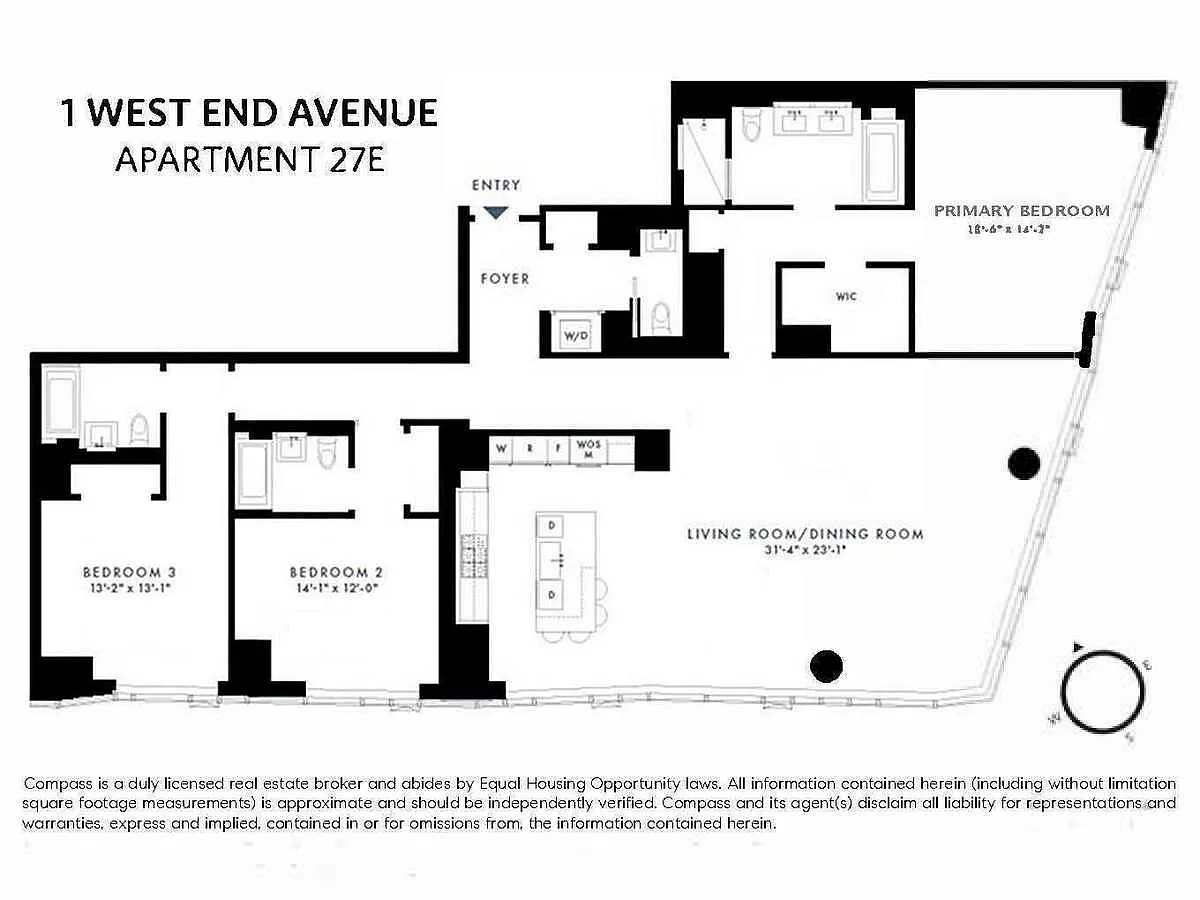 Floorplan for 1 West End Avenue, 27E