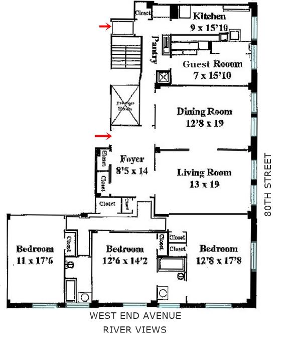 Floorplan for 420 West End Avenue, 3-B